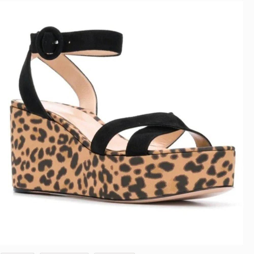 Gianvito Rossi Gianvito Rossi Leopard Print Wedge Sandals Size IT 37/US 7 Size US 7 / IT 37 - 1 Thumbnail
