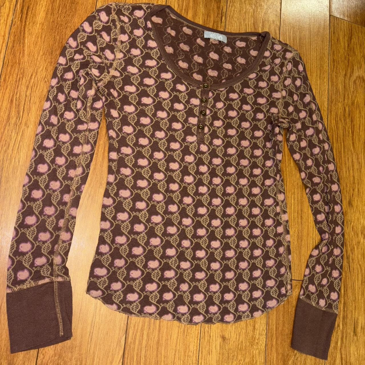 Other Brown and pink y2K henley top Size S / US 4 / IT 40 - 1 Thumbnail