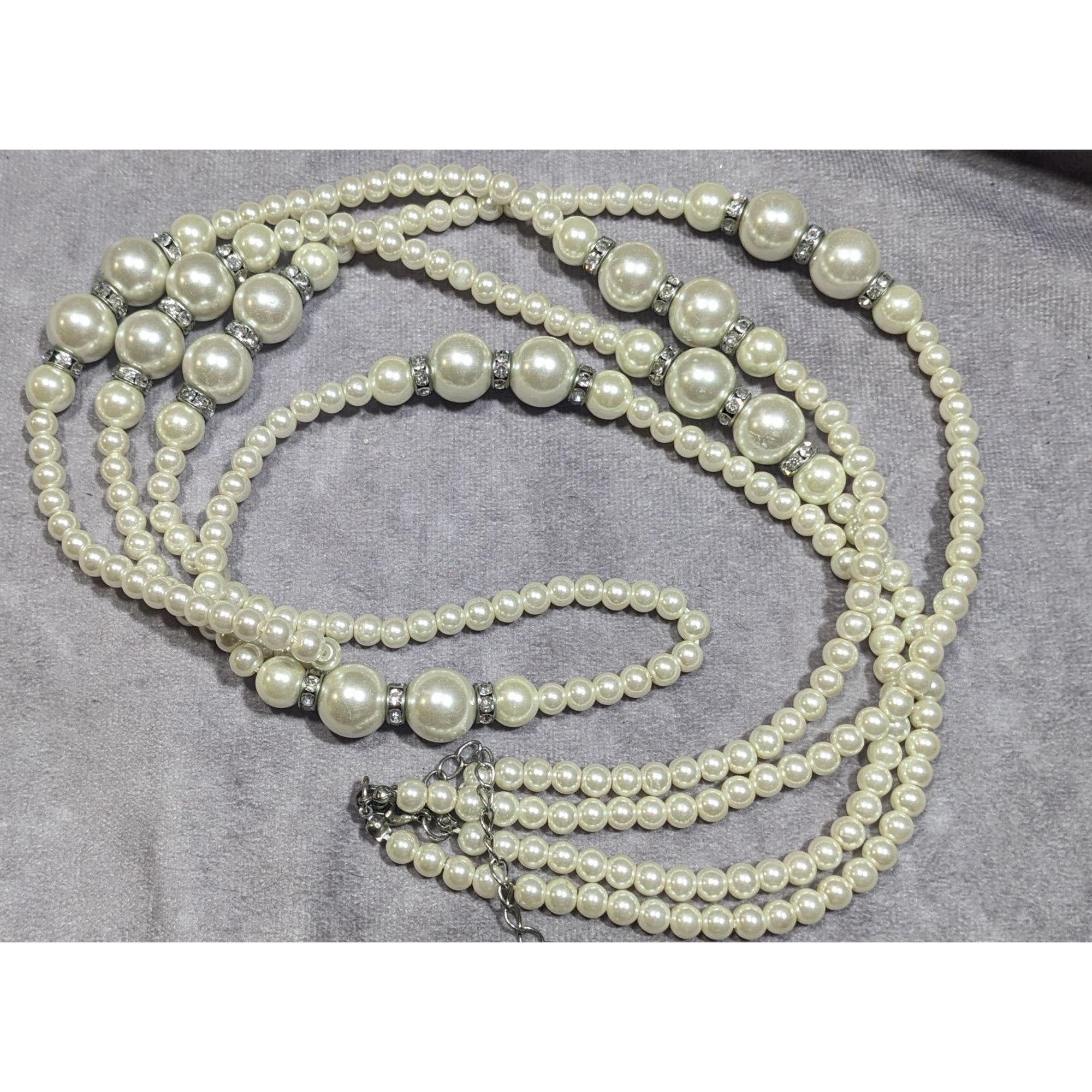 Other Midcentury Glam Multilayer Faux Pearl Necklace With Rhinesto Size ONE SIZE - 8 Thumbnail