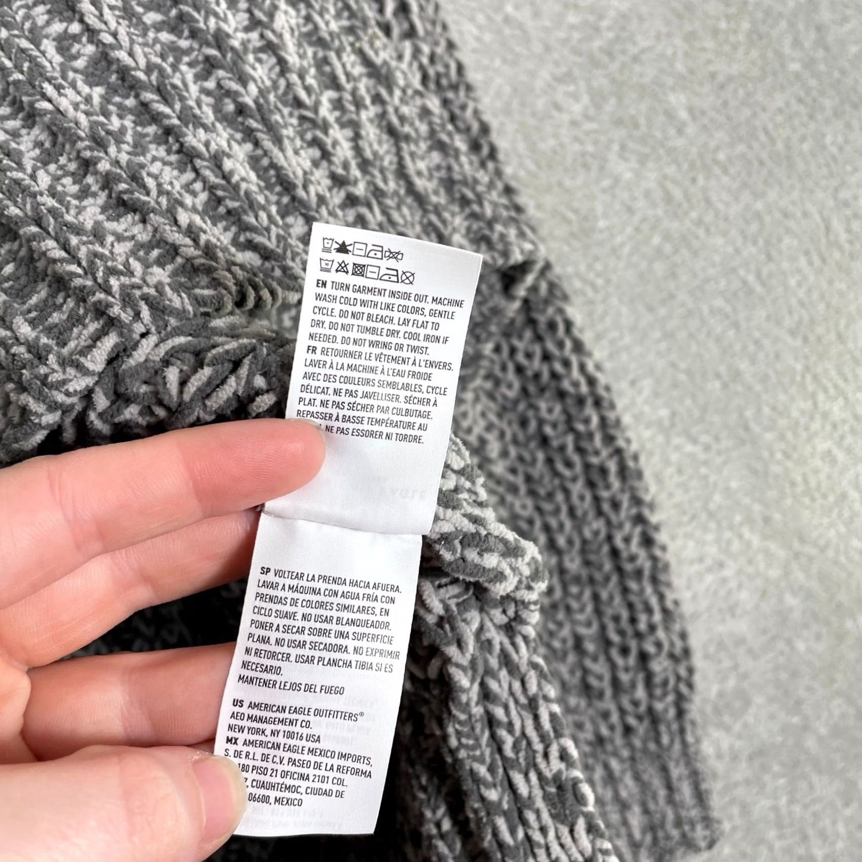Vintage American Eagle Sweater Womens XS Gray Marled Chenille Knit Oversized Pullover Size XS / US 0-2 / IT 36-38 - 5 Thumbnail
