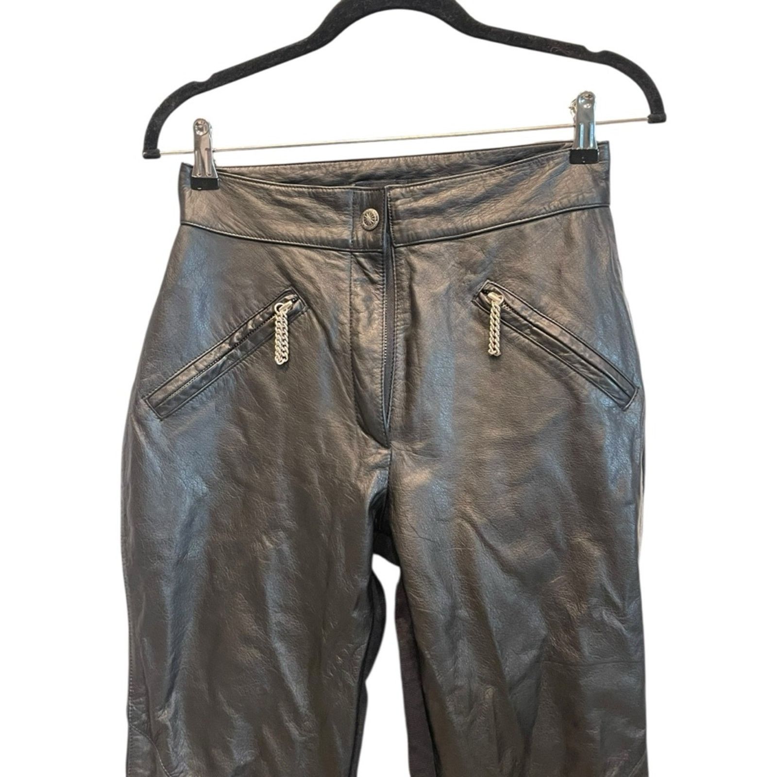 Harley Davidson Harley Davidson Pants: Black Leather Front, Spandex 36/8 Size 36" / US 14 / IT 50 - 2 Thumbnail