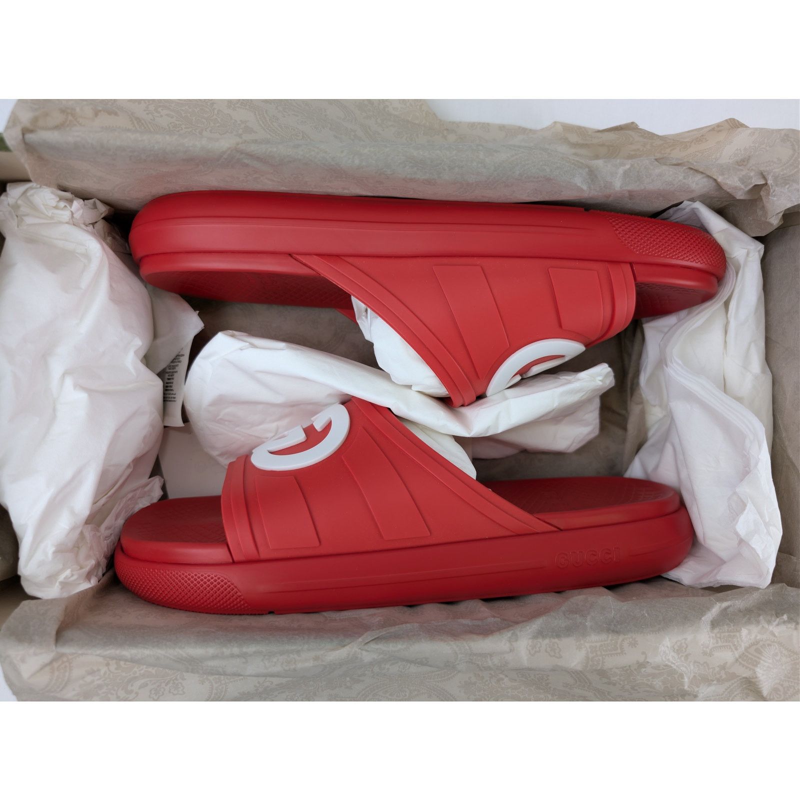 Gucci o1rshd1 Men's New Pursuit Slide Rubber 650 Slipper in Red Size US 12.5 / EU 45-46 - 19 Thumbnail