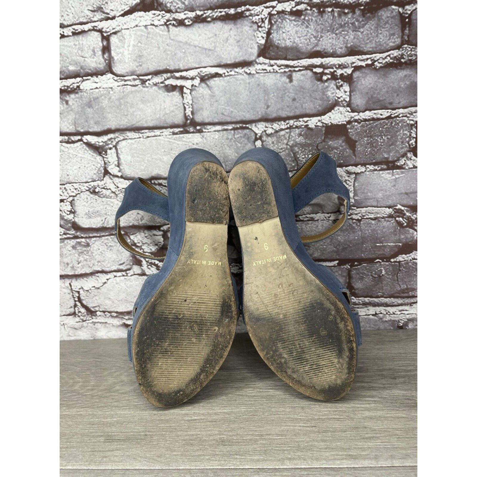 Billy Hill Garnet Hill Blue Suede Leather Wedge Ankle Strap Sandals Wom Size US 9 / IT 39 - 6 Thumbnail