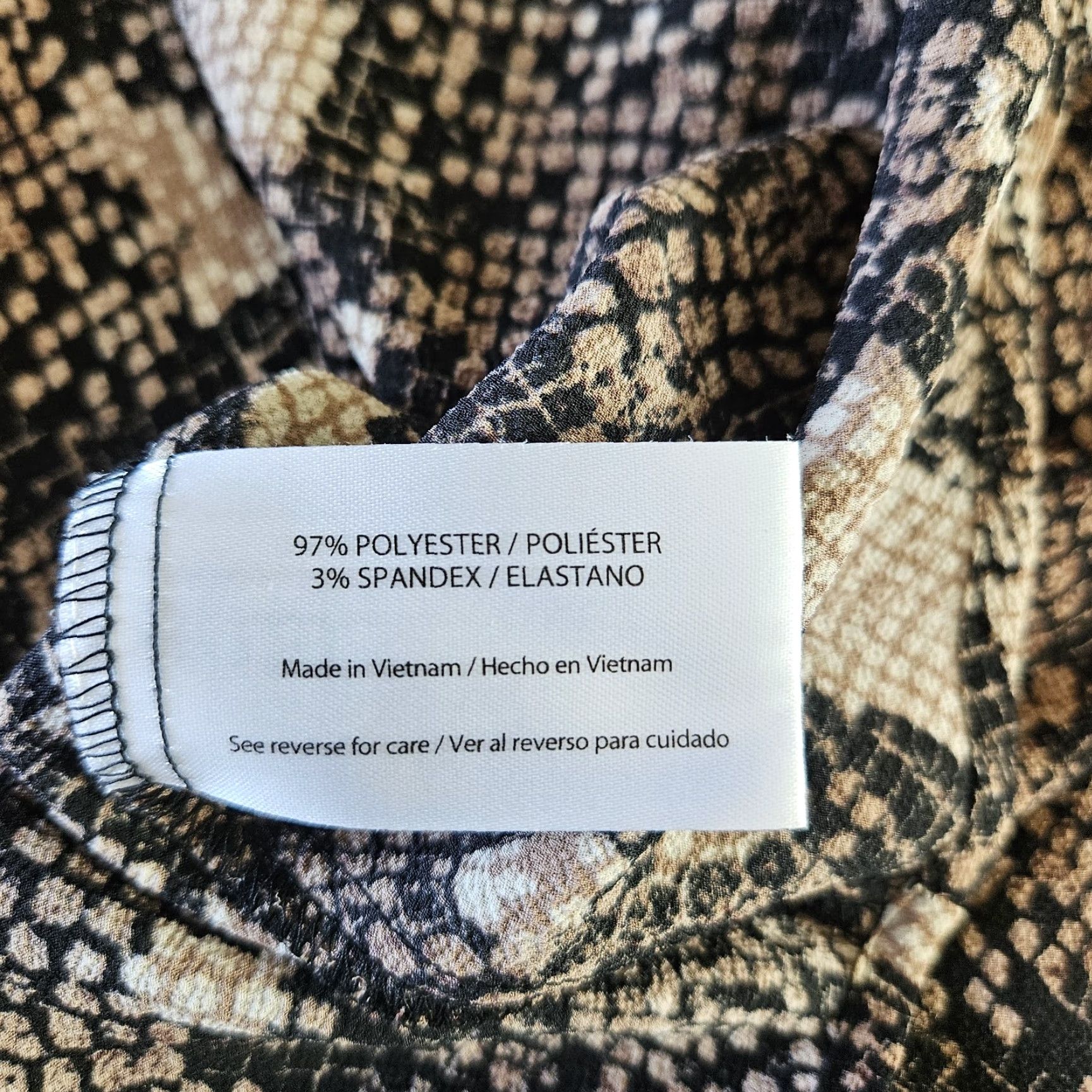 Vintage VINTAGE Peace & Pearls Womens Top 2X Blouse Long Sleeve Black Brown Snakeskin Print Size XXL / US 16-18 / IT 52-54 - 4 Thumbnail