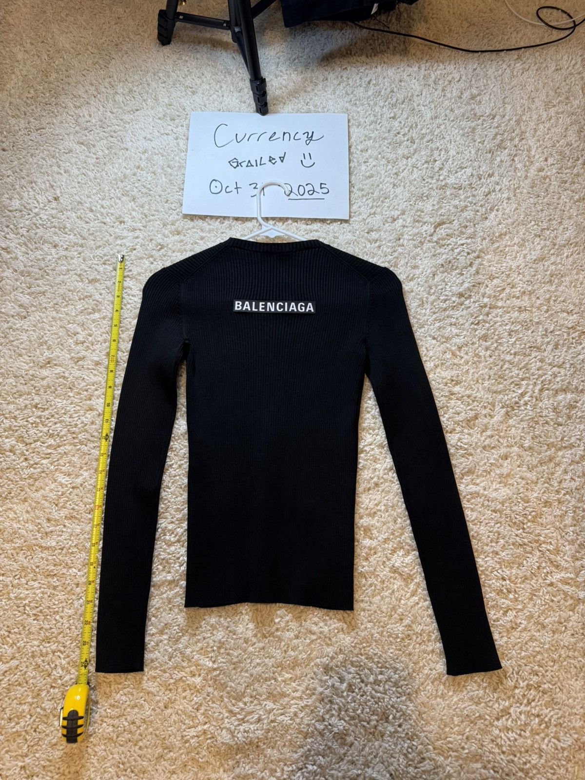 Balenciaga Balenciaga Rubber Logo Ribbed Sweater Long Sleeve Tshirt Size XS / US 0-2 / IT 36-38 - 2 Thumbnail