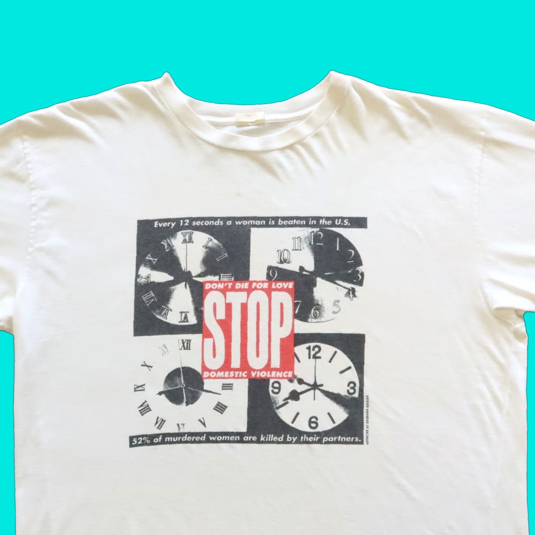 Vintage Vintage Barbara Kruger Women's Work Cropped Tshirt Made in USA L White Tshirt Womens L Vintage Barbara Kruger Work Cropped Tshirt Made in USA White Size L / US 10 / IT 46 - 1 Thumbnail
