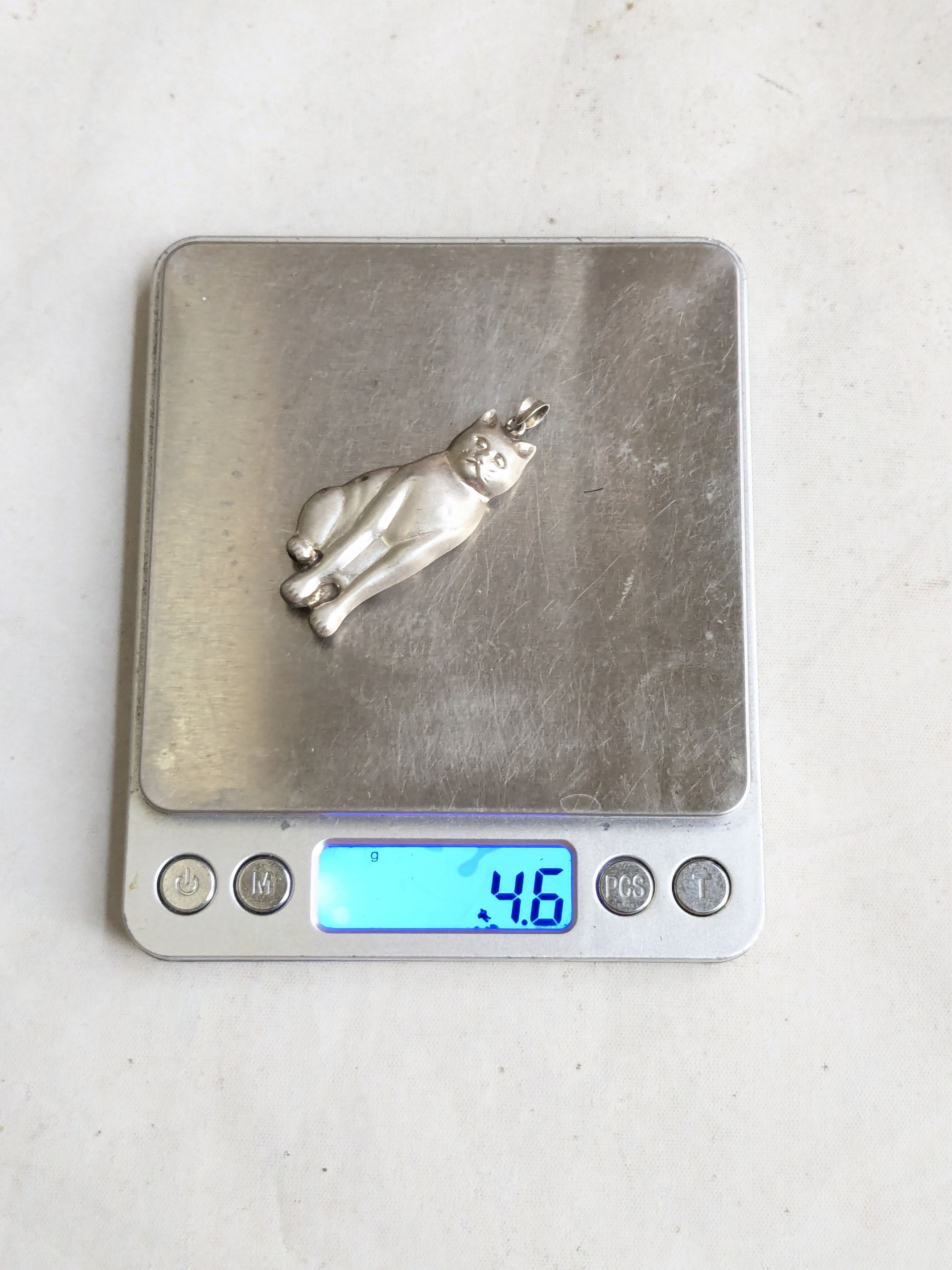 Sterling Silver Vintage Sterling Silver Cat Pendant Puffy Hollow Size ONE SIZE - 10 Thumbnail