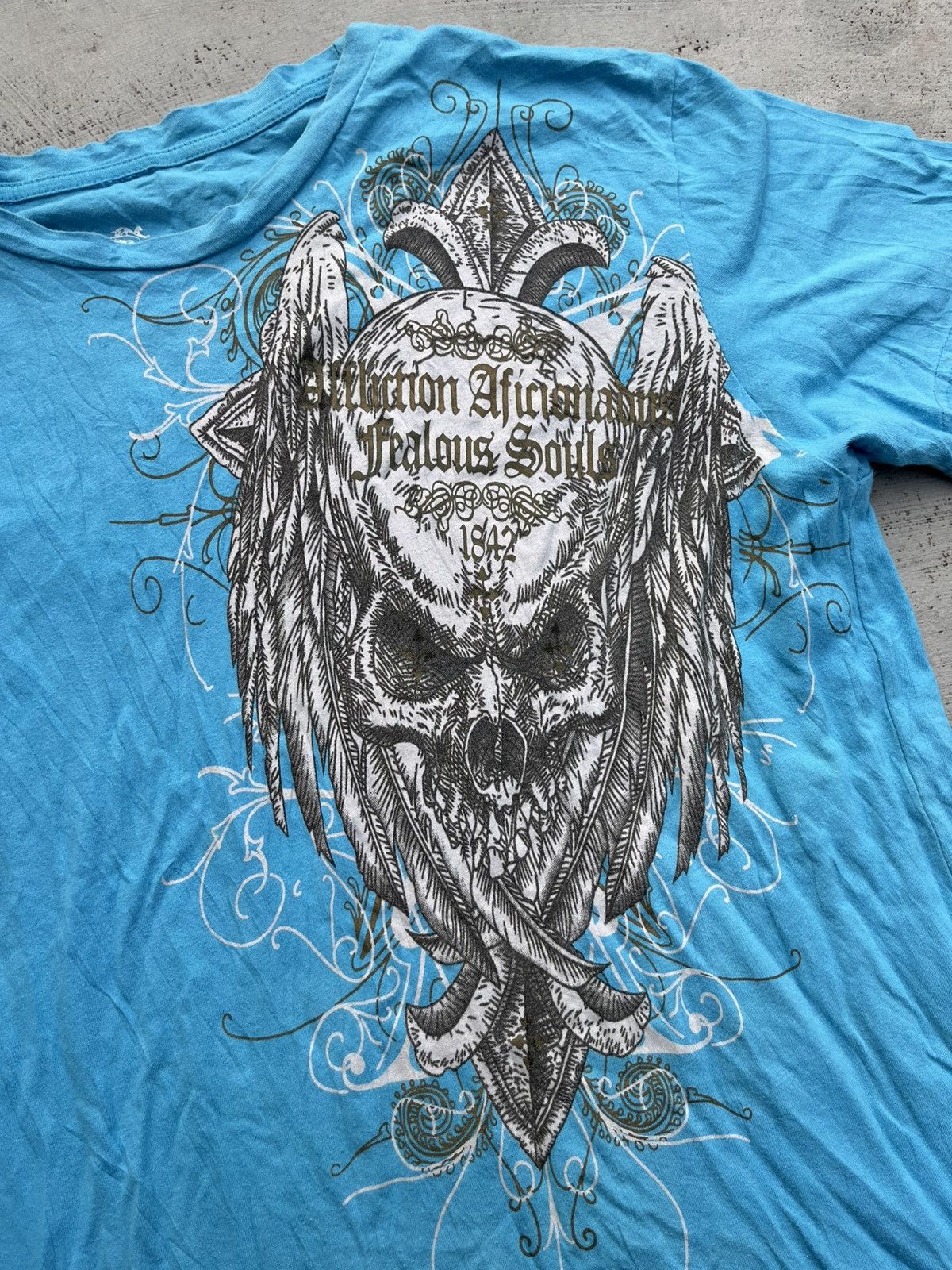 Affliction × Japanese Brand VINTAGE AFFLICATION SKULL TEE Size US M / EU 48-50 / 2 - 4 Thumbnail