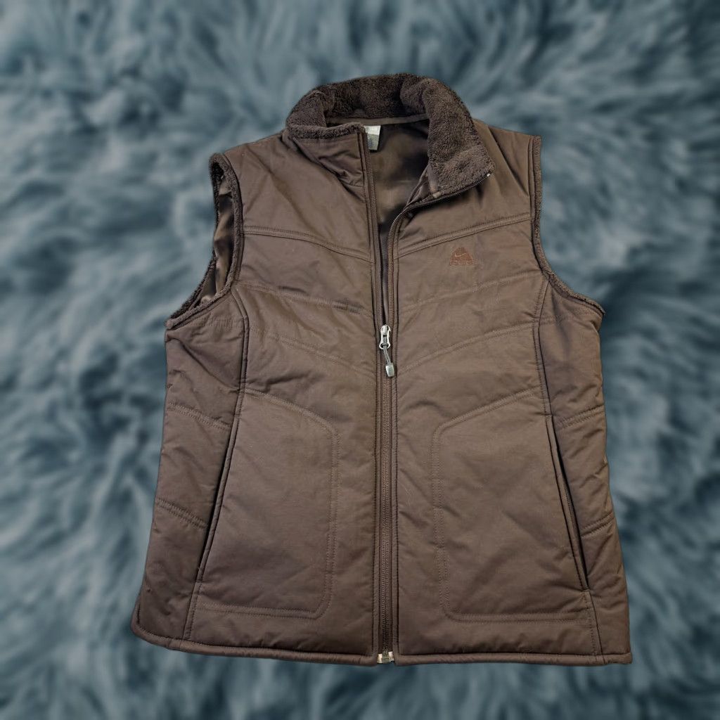 Nike ACG VINTAGE Nike ACG Vest Womens Large Brown Full Zip Sherpa Collar Y2K Size L / US 10 / IT 46 - 1 Thumbnail
