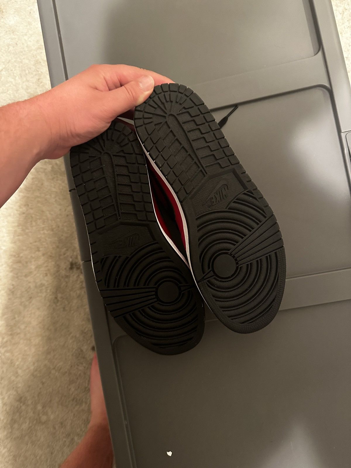 Jordan Brand × Nike Jordan 1 Low Reverse Bred Pebbled Swoosh Size US 11.5 / EU 44-45 - 3 Thumbnail