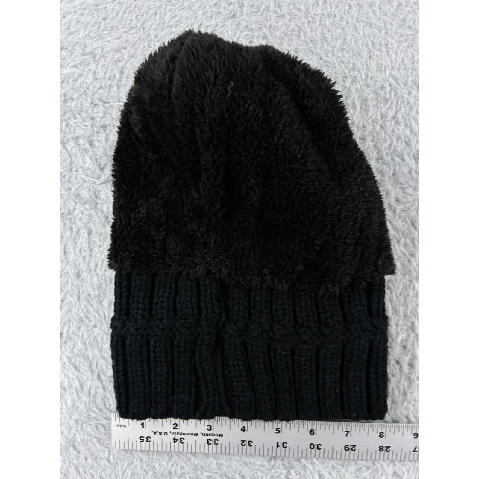 Vintage Fashion Beanie Hat One Size Black Cable Knit Acrylic Lined Winter Ski Womens Size ONE SIZE - 6 Thumbnail
