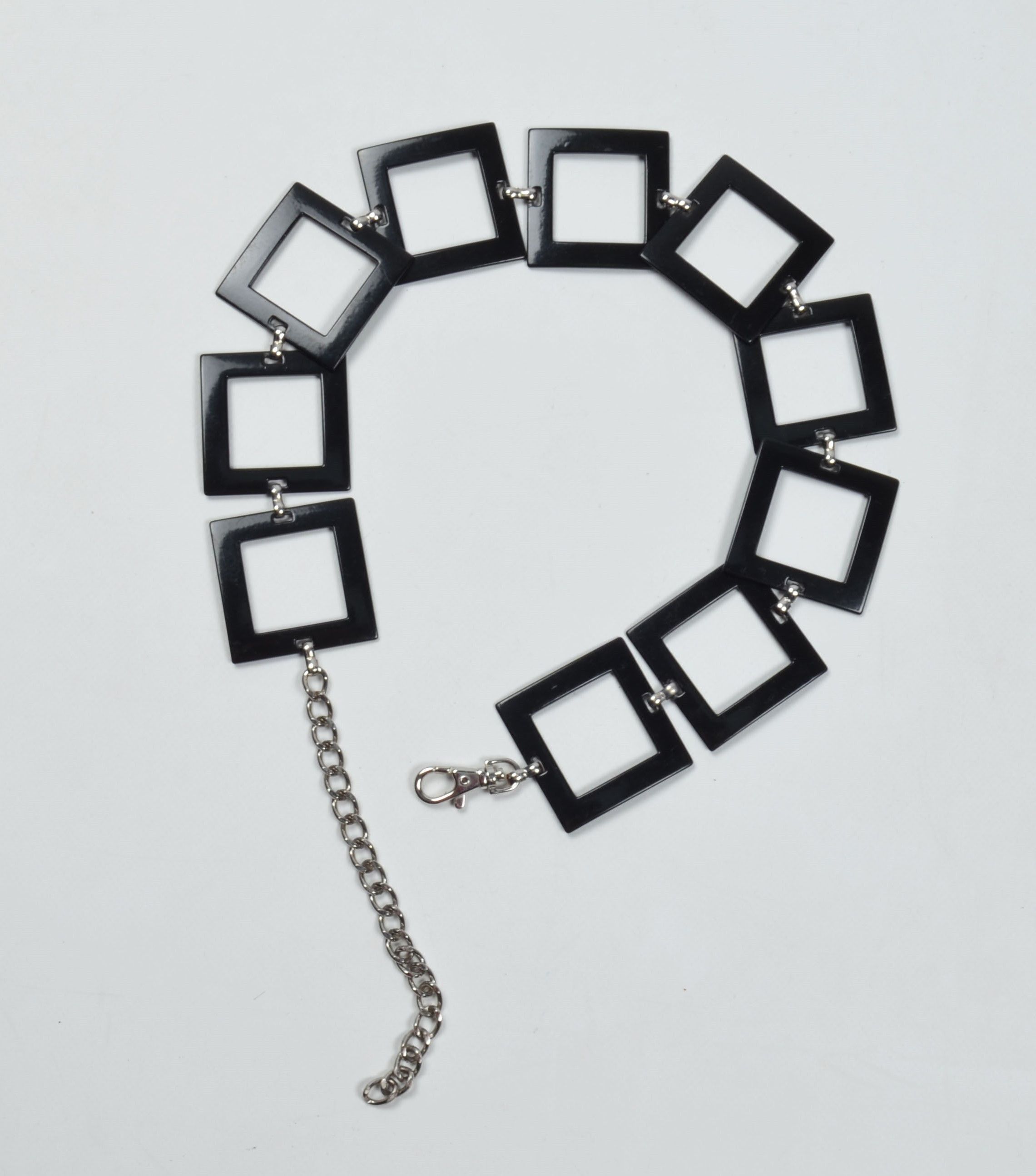 Vintage Vintage Geometric Metal Waist Belt with Black Square Links Size ONE SIZE - 1 Thumbnail