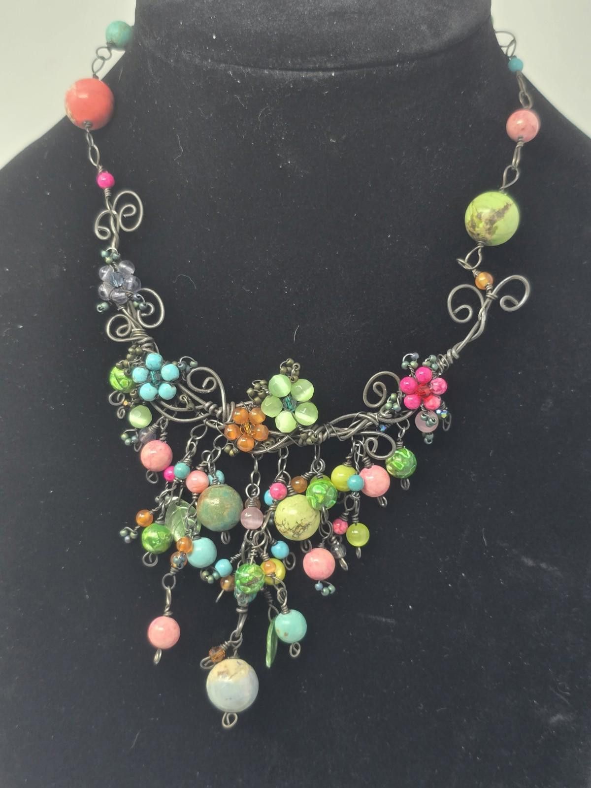 Studio D'Artisan Gemstone Wire Necklace Earrings Set Turquoise Quartz 17 Size ONE SIZE - 3 Thumbnail