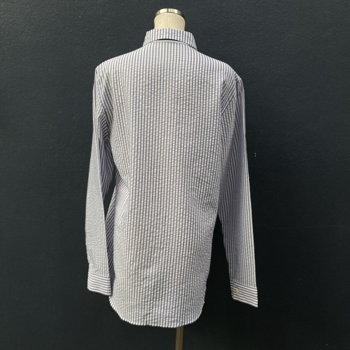Ne-Net Ne-net Blue and White Striped Ruffle Front Shirt Size US L / EU 52-54 / 3 - 16 Thumbnail