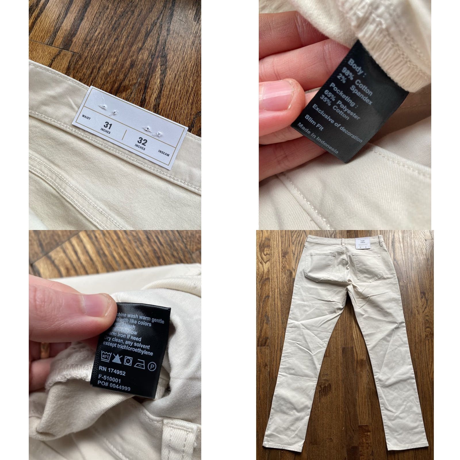 Flint And Tinder Flint and Tinder Pants Slim Fit Chino 31x32 Beige 5 Pocket Flat Front Zip Casual Mens Regular Inseam 32 NWT Size US 31 - 8 Thumbnail