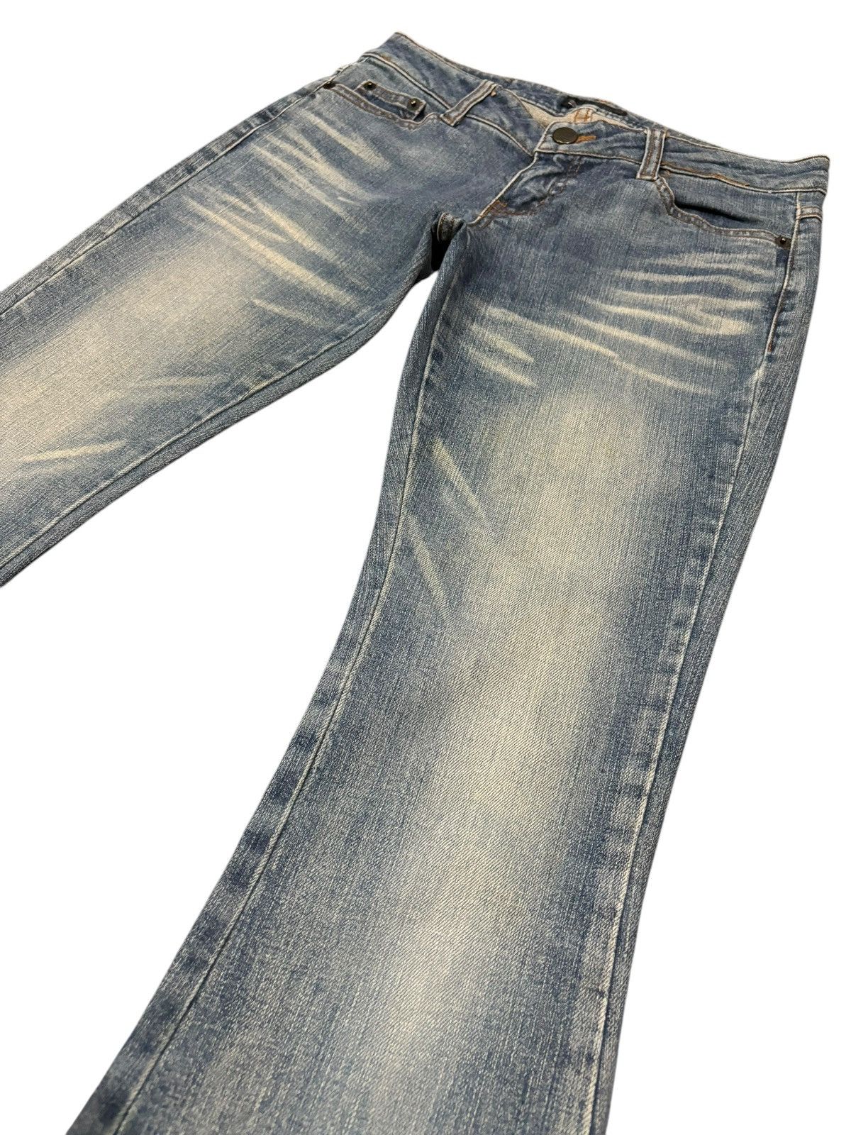 Japanese Brand Y2k BAD Flared Bootcut Faded Bondage Punk Stretch Jeans Size US 29 - 4 Thumbnail