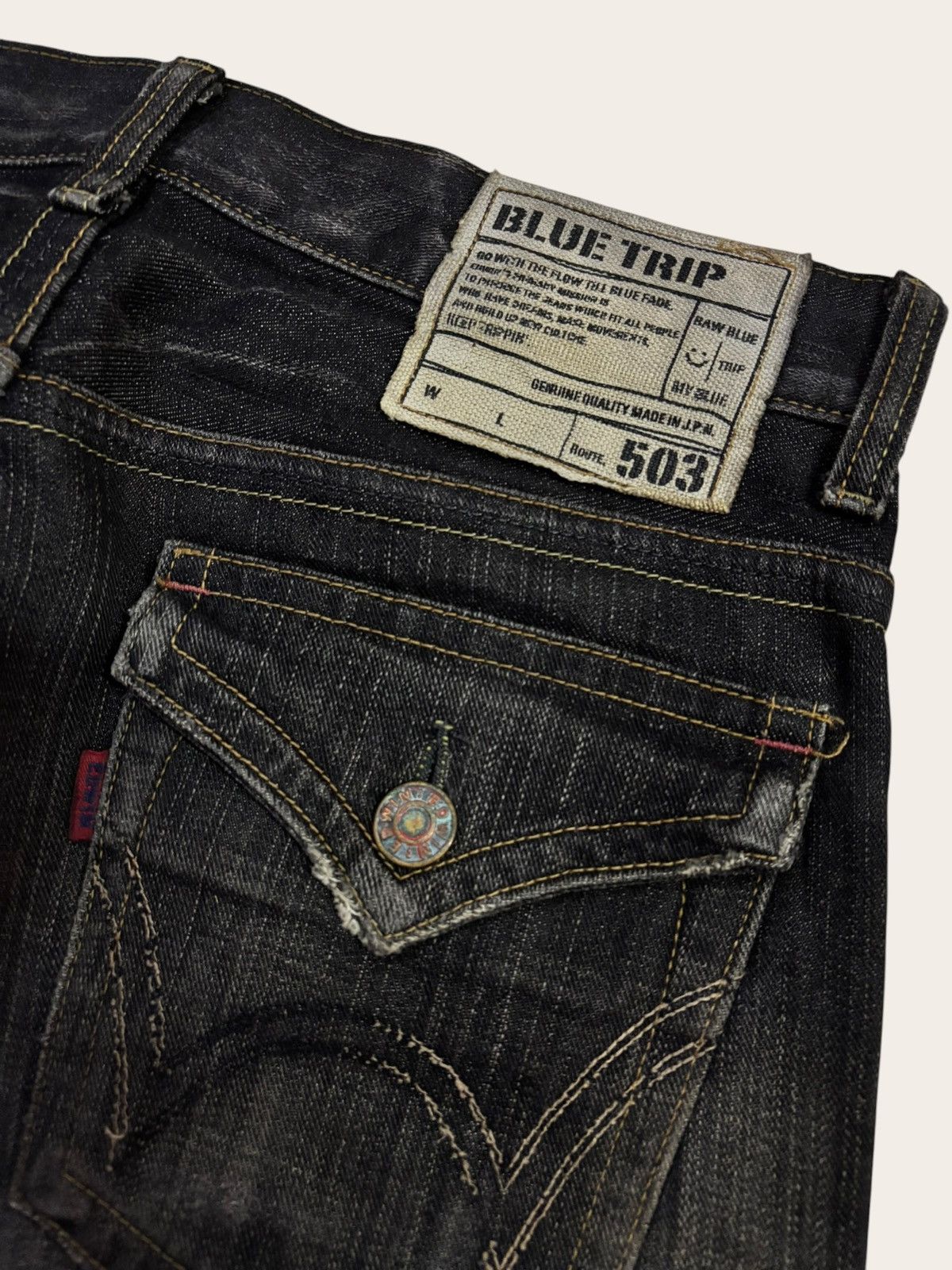 Edwin Japan Black Edwin Blue Trip Flared Distress Jeans Size US 30 / EU 46 - 9 Thumbnail