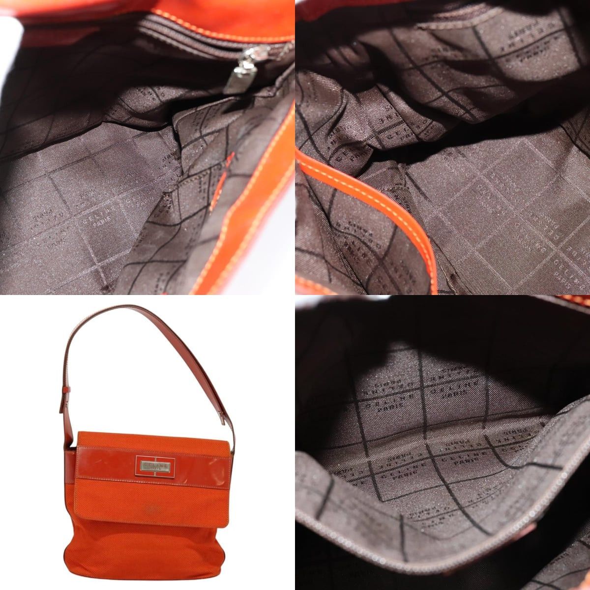 Celine CELINE Shoulder Bag Canvas Orange Silver Size ONE SIZE - 10 Thumbnail