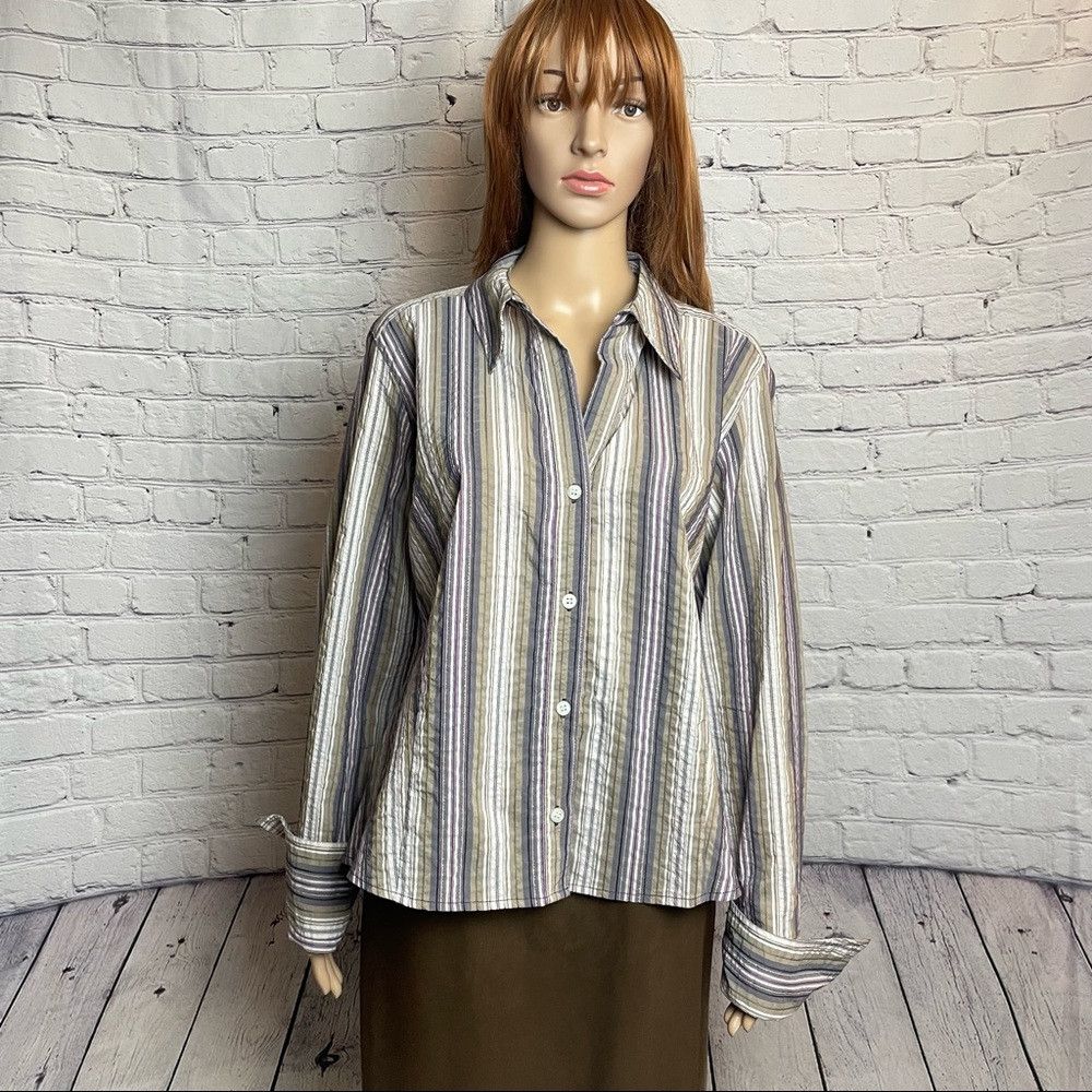 Other Marina Rinaldi Sport Striped Stretch Button Down Blouse Shi Size XL / US 12-14 / IT 48-50 - 1 Thumbnail
