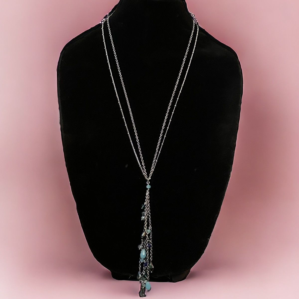 Other Silver tone double strand bead chain tassel pendant necklace Size ONE SIZE - 1 Thumbnail