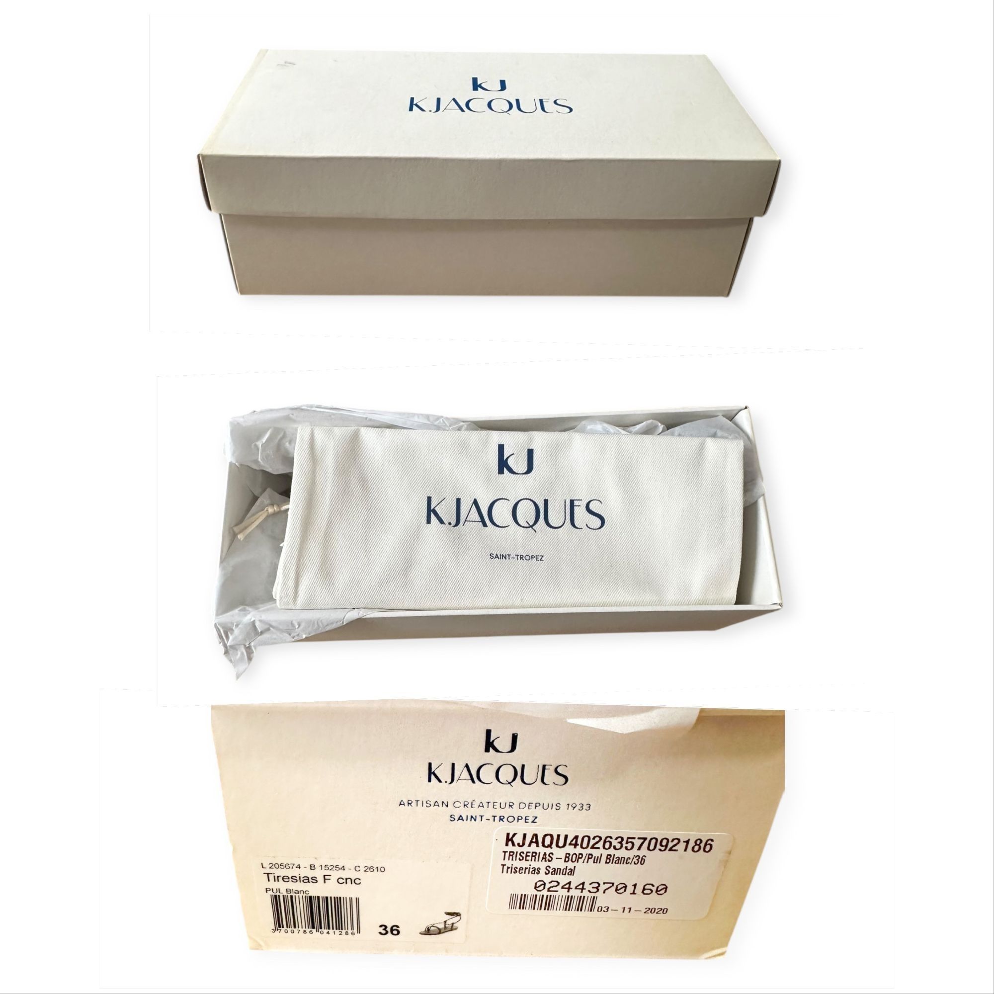 K.Jacques K. JACQUES St Tropez Tiresias White Leather Gladiator Sandal Size US 6 / IT 36 - 8 Thumbnail