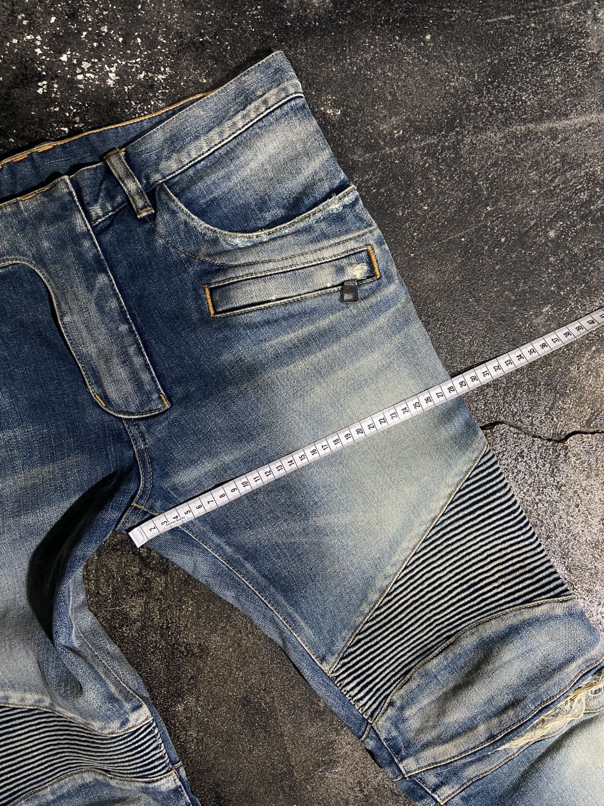 Balmain Balmain Denim Distressed Jeans moto bike Size US 31 - 20 Thumbnail
