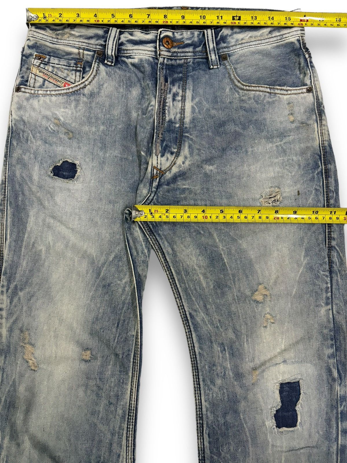 Diesel Diesel Industry Acid Wash Patched Distressed Curved Jeans Size US 31 - 18 Thumbnail