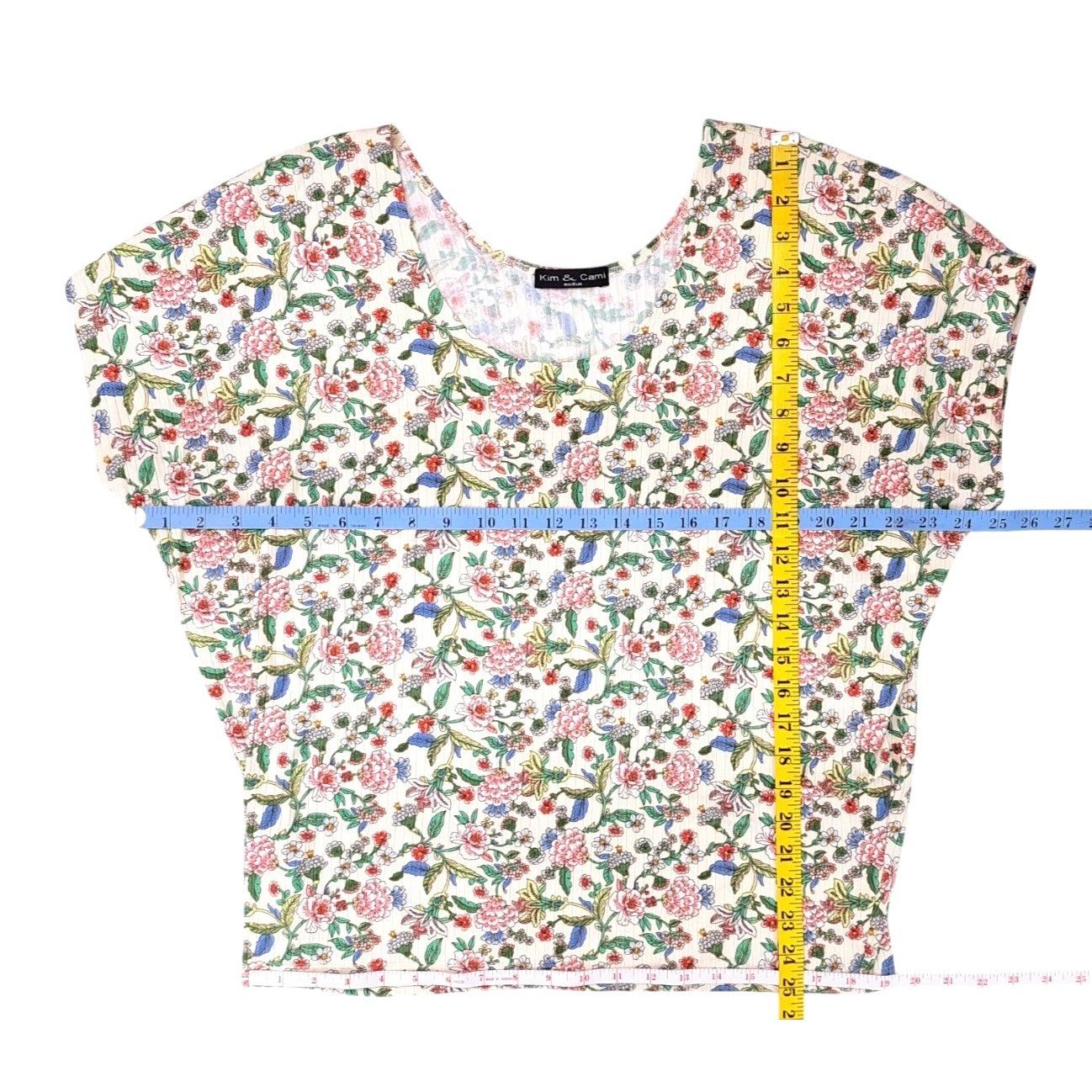Other Kim & Cami Floral Print Blouse Women Size Medium Cap Sleeve Size M / US 6-8 / IT 42-44 - 6 Thumbnail