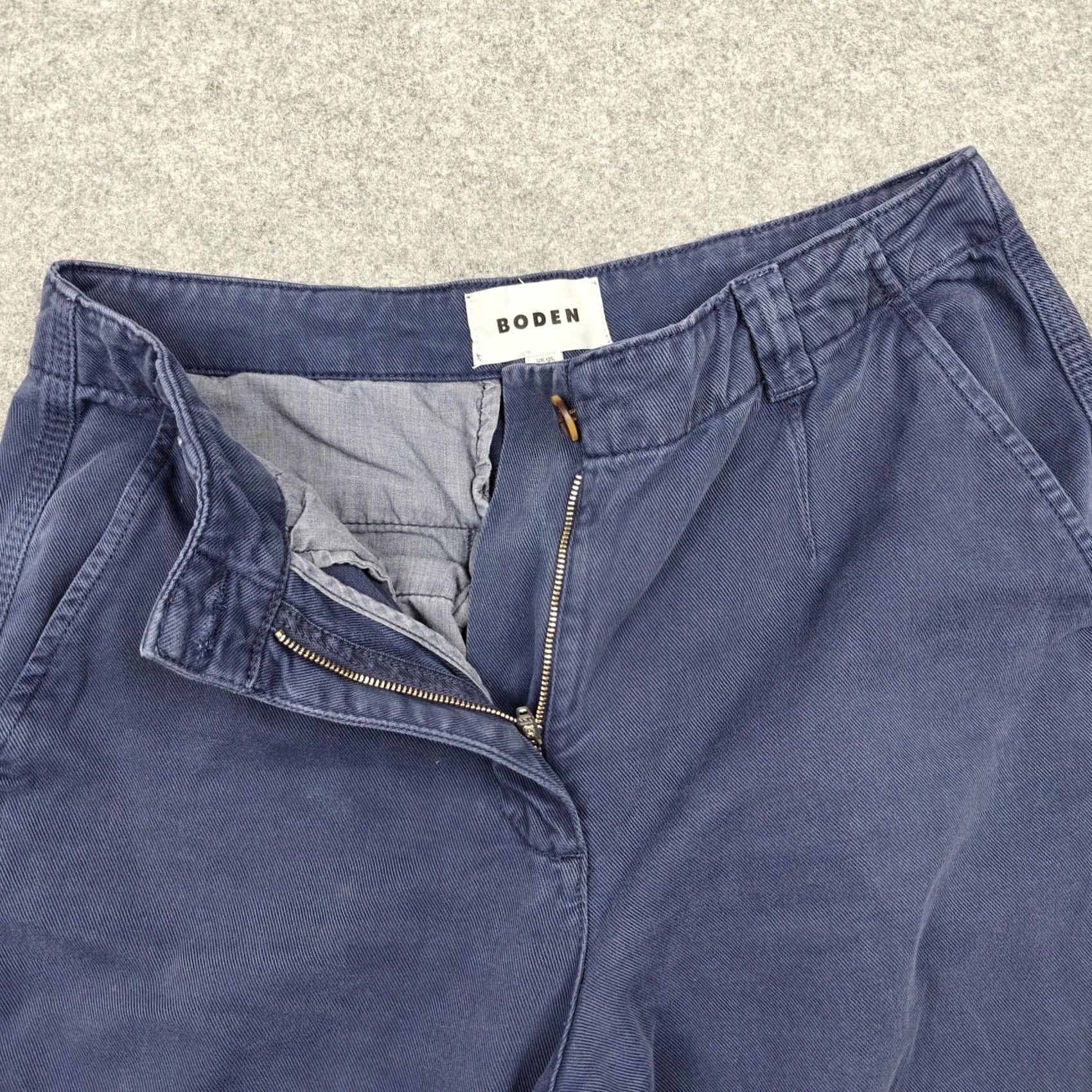 Boden Boden Pants Womens 8L Blue Twill Chino Pleated Casual Cotton Straight Leg Pants Size 30" / US 8 / IT 44 - 4 Thumbnail