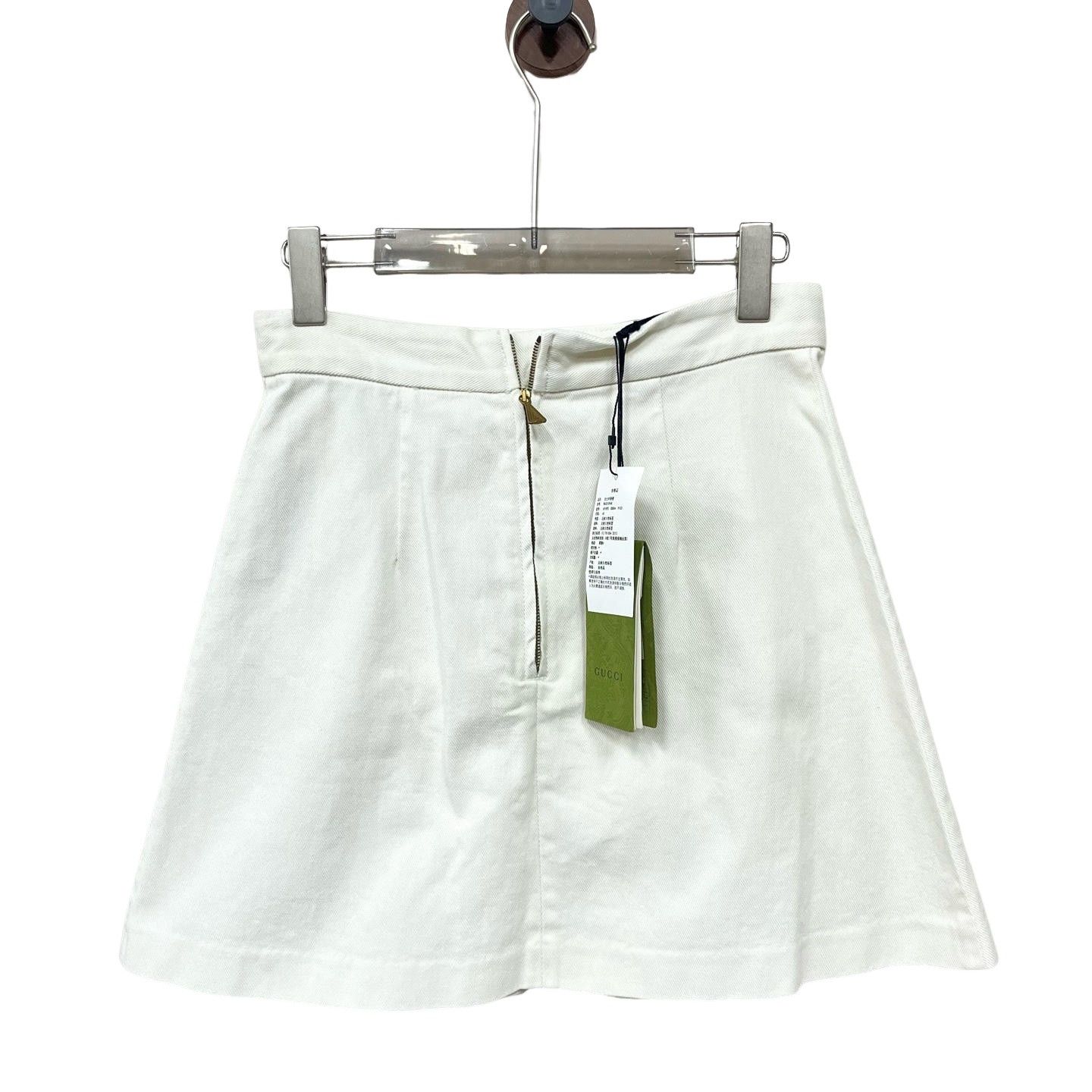 Gucci White Horsebit Mini Skirt Size 40, Women's (Size 27)