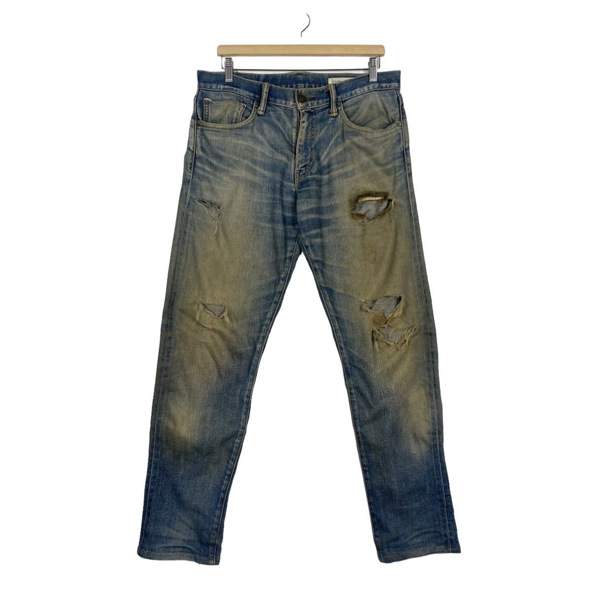 Levi's LEVIS 511 SELVEDGE DISTRESSED ZIPPER FLY DENIM JEANS Size US 35 - 2 Thumbnail