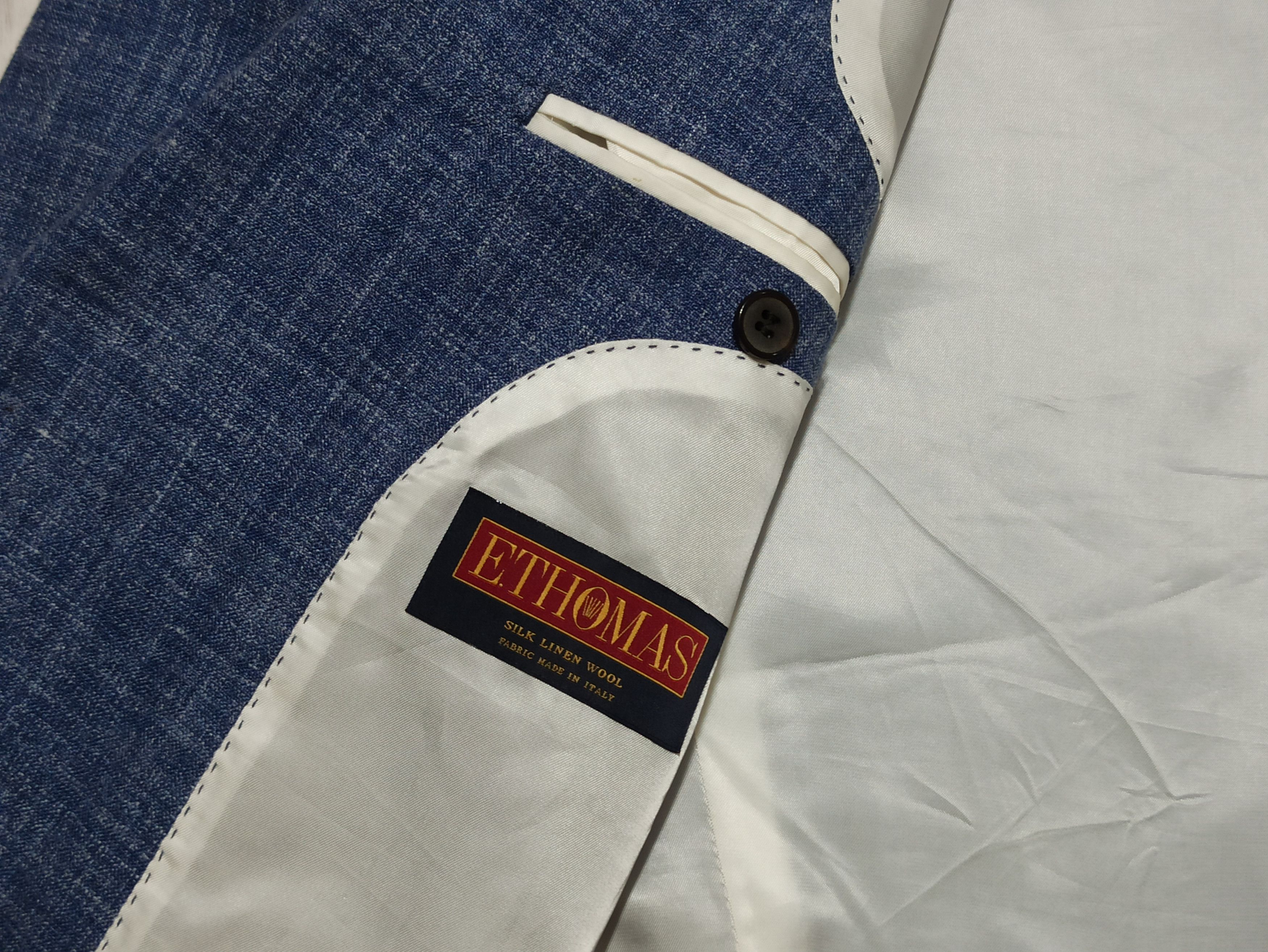 Suitsupply Suitsupply Lazio Blue E.Thomas Silk Linen Wool Blazer 52/42 Size 52R - 4 Thumbnail