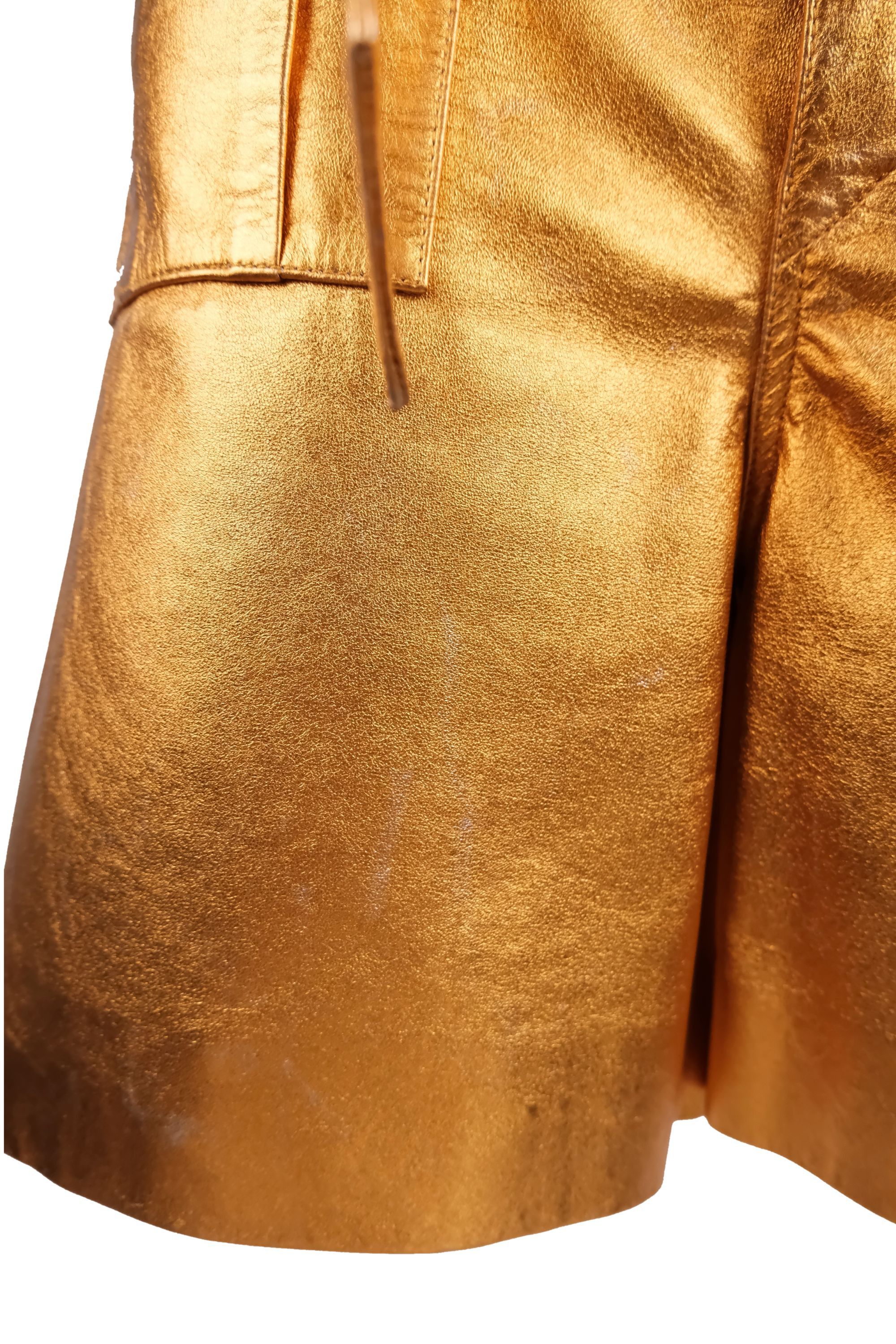 Miu Miu Miu Miu Metallic Lamb Leather Orange Cargo Shorts Size 27" / US 4 / IT 40 - 5 Thumbnail