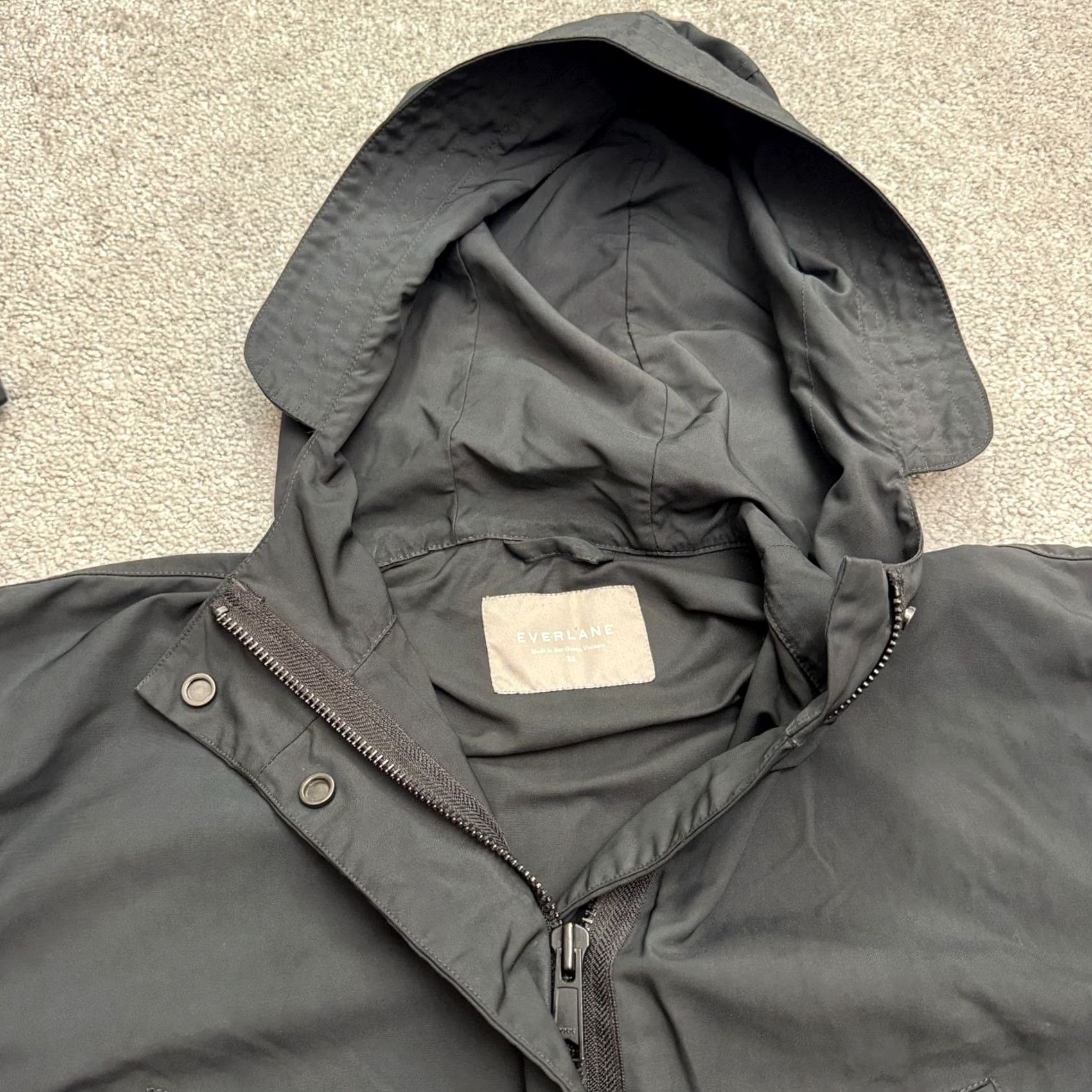 Everlane Everlane Long Parka Hoodie Jacket Women XS Black Anorak Outdoor Commuter Fall Winter Spring Pockets Full Zip Hooded Regular Linen? Size XS / US 0-2 / IT 36-38 - 5 Thumbnail