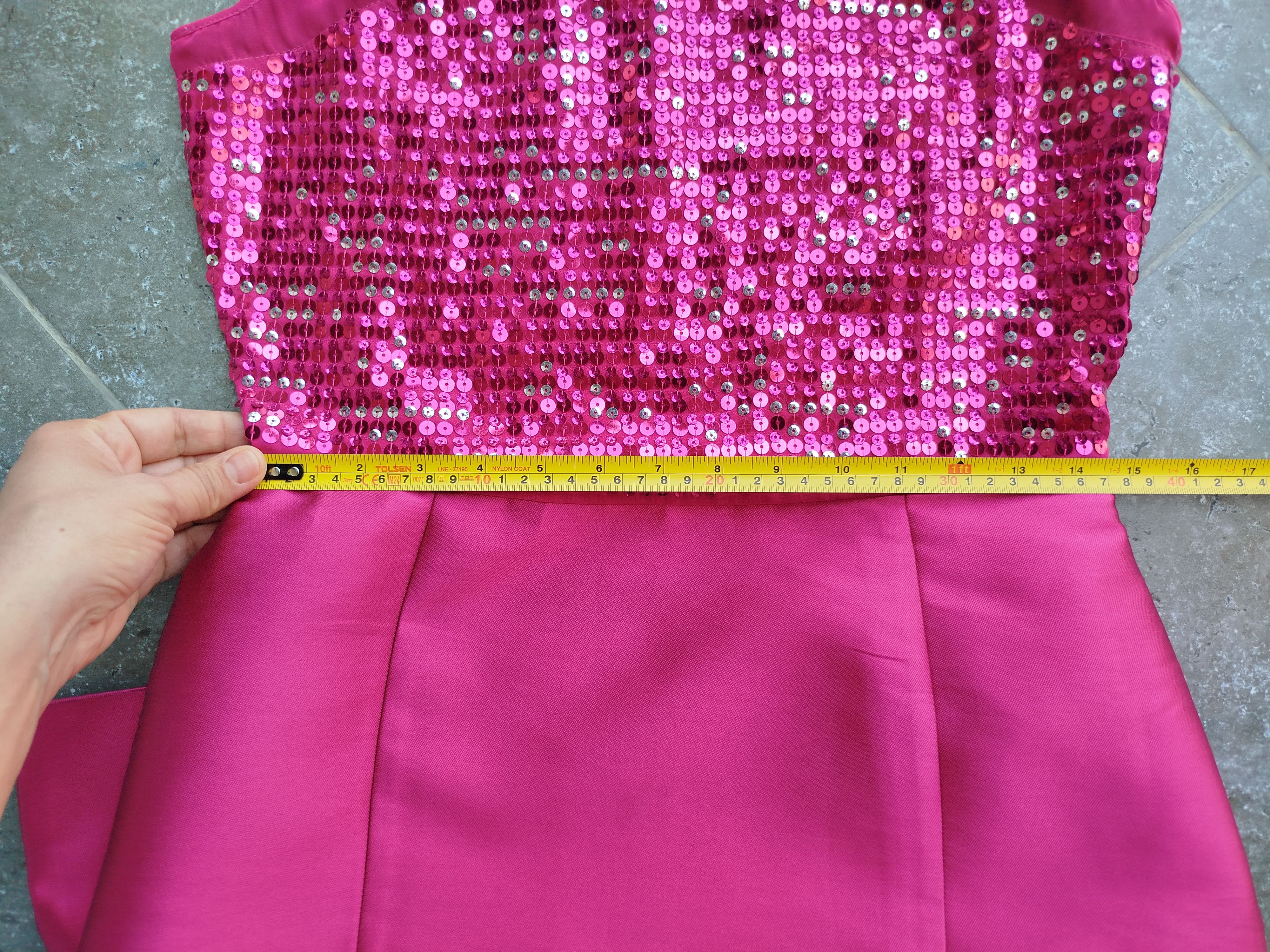 Blumarine Coctail Dress Fuchsia Sequins Brocade Vintage 00s Y2K Size M / US 6-8 / IT 42-44 - 12 Thumbnail