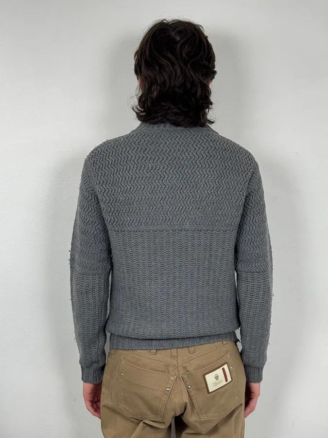 Daniele Alessandrini 2000s Daniele Alessandrini Textured Classy Gray Wool Zip-Up Sweater Size US S / EU 44-46 / 1 - 3 Thumbnail