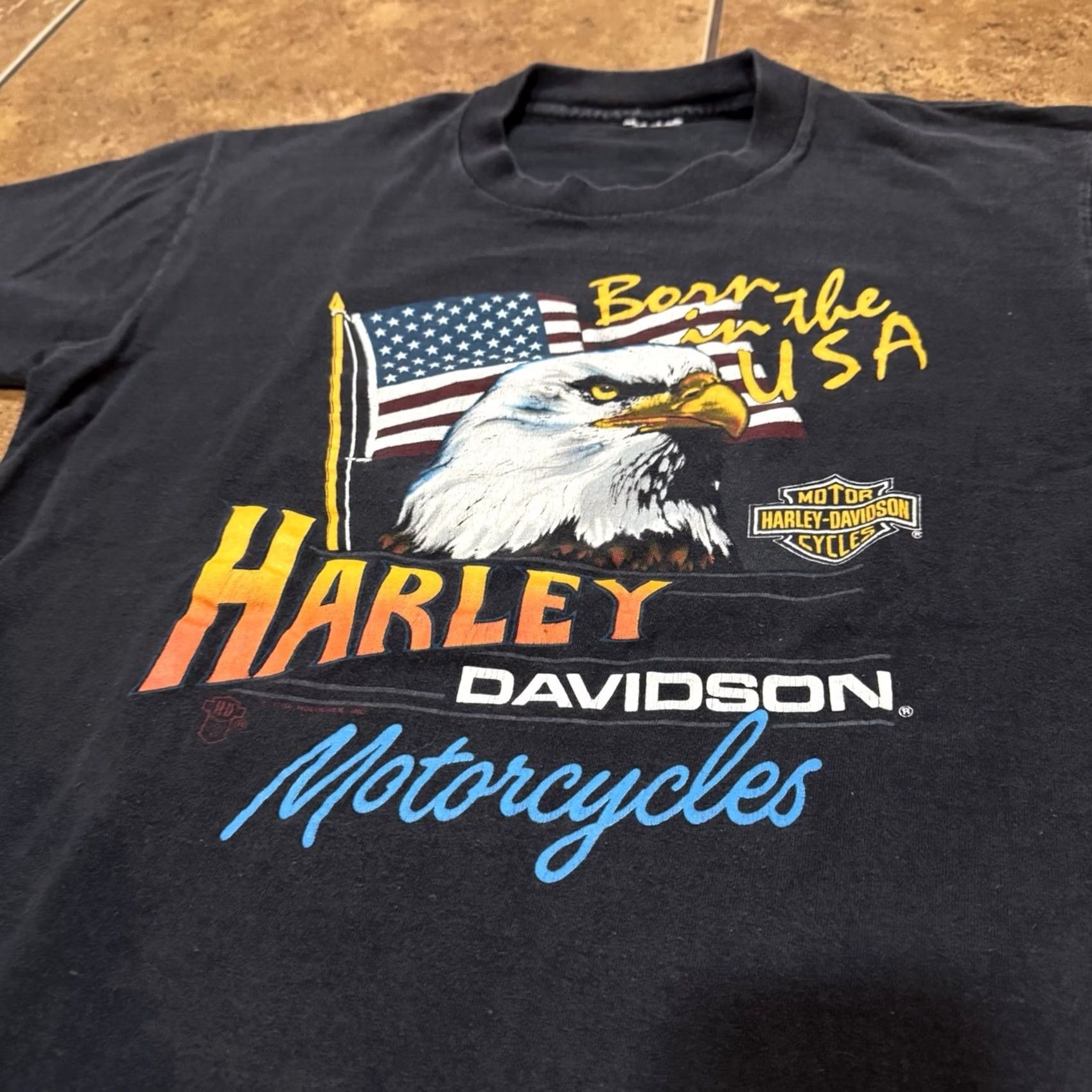 Harley Davidson Harley-Davidson T-Shirt Vintage Eagle Born In The USA 1986 Small Black Crew Neck Short Sleeve Mens Size US S / EU 44-46 / 1 - 3 Thumbnail