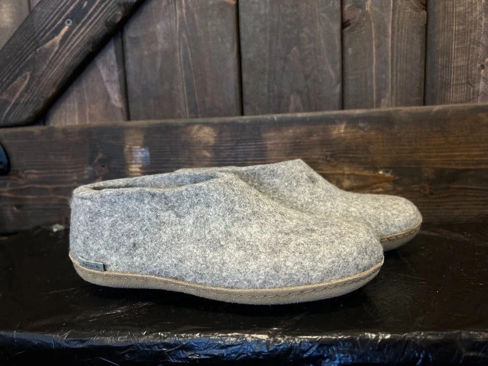 glerups Glerups Shoe Gray Slipper With Leather Bottom - EU Size 35 Size US 4 / IT 34 - 1 Thumbnail