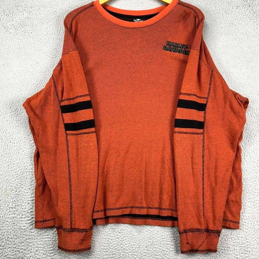Harley Davidson Harley-Davidson Sweater Mens 2XL Orange Graphic Print Crew Neck Knit Pullover Size US XXL / EU 58 / 5 - 4 Thumbnail