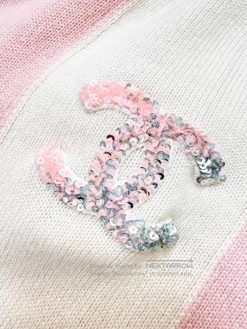 Chanel Chanel 24C early spring pink white sequin logo colour long Size XXS / US 00 / IT 34 - 5 Thumbnail