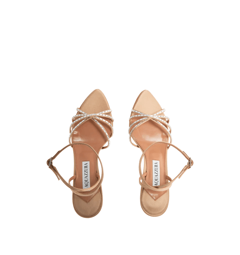 Aquazzura o1h1sh10526 Tell Me Crystal Sandal in Beige/Warm Nude Size US 10 / IT 40 - 2 Thumbnail