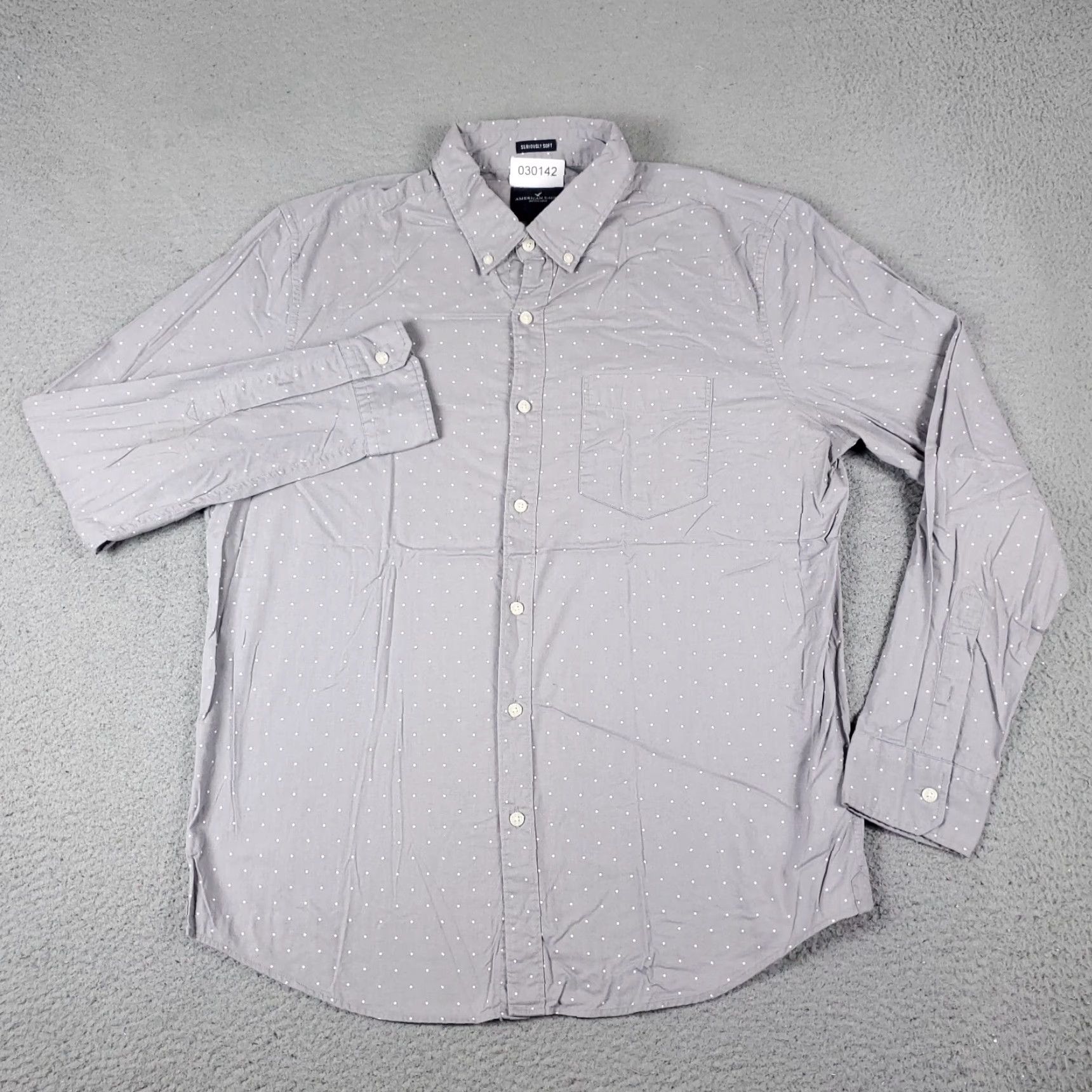 American Eagle Outfitters American Eagle Outfitters Shirt Adult Large Gray Polka Dot Long Sleeve Button-Up Mens Size US L / EU 52-54 / 3 - 2 Thumbnail