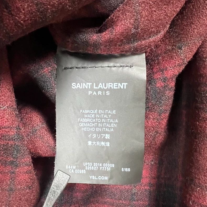 Yves Saint Laurent Saint Laurent size 39 14fw Burgundy Plaid Wool Shirt 2502-N Size US M / EU 48-50 / 2 - 4 Thumbnail