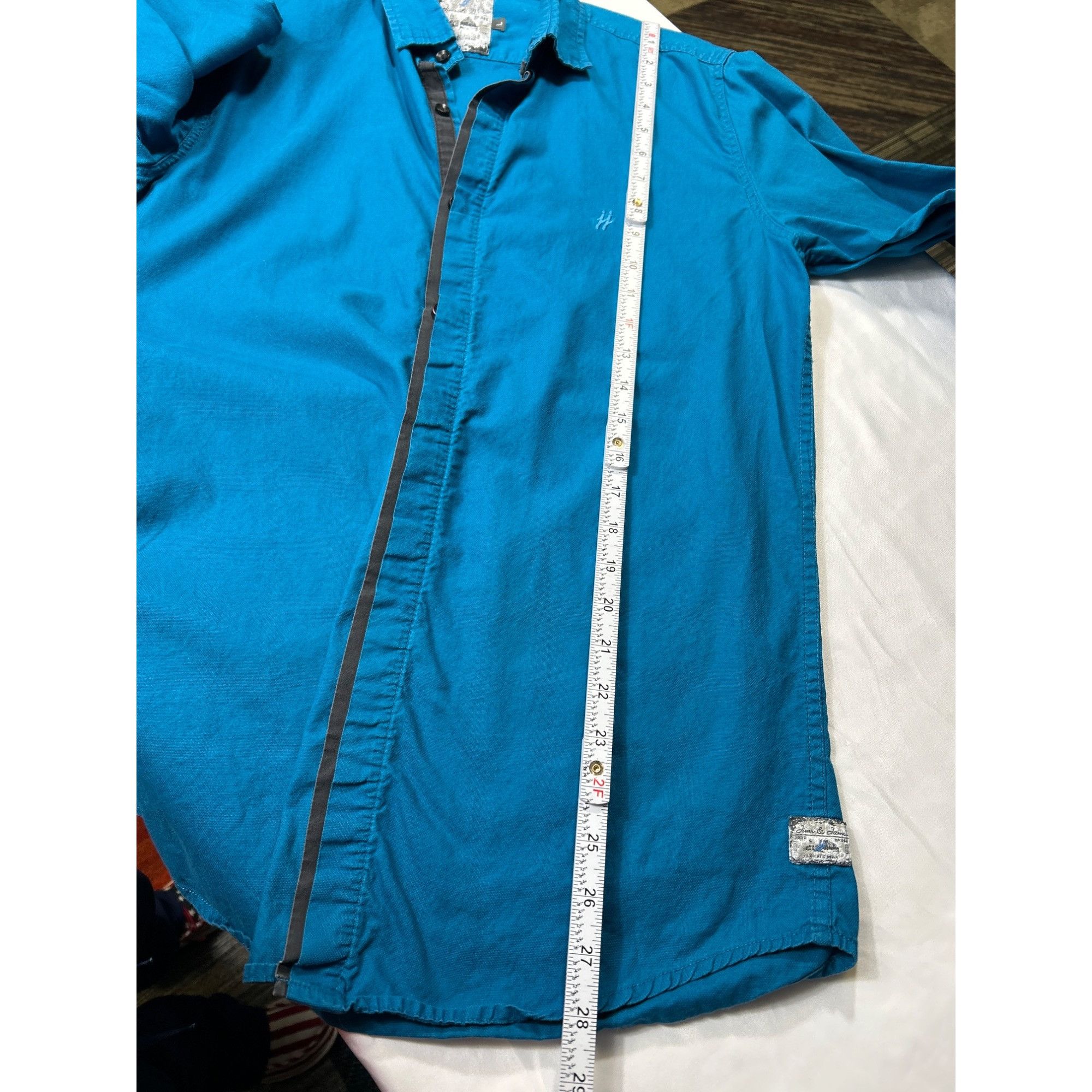 Designer Jim & James Mens Blue Long Sleeve Button Up Shirt Authentic Size US L / EU 52-54 / 3 - 5 Thumbnail