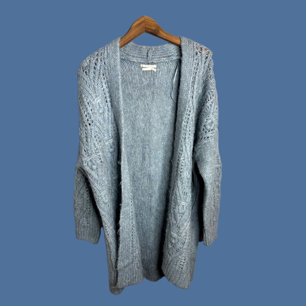 Anthropologie Anthropologie Cardigan Knit Open Trench Crochet Blue XS Womens Casual Open Front Knit Petite? No, keep as XS. Size XS / US 0-2 / IT 36-38 - 1 Thumbnail