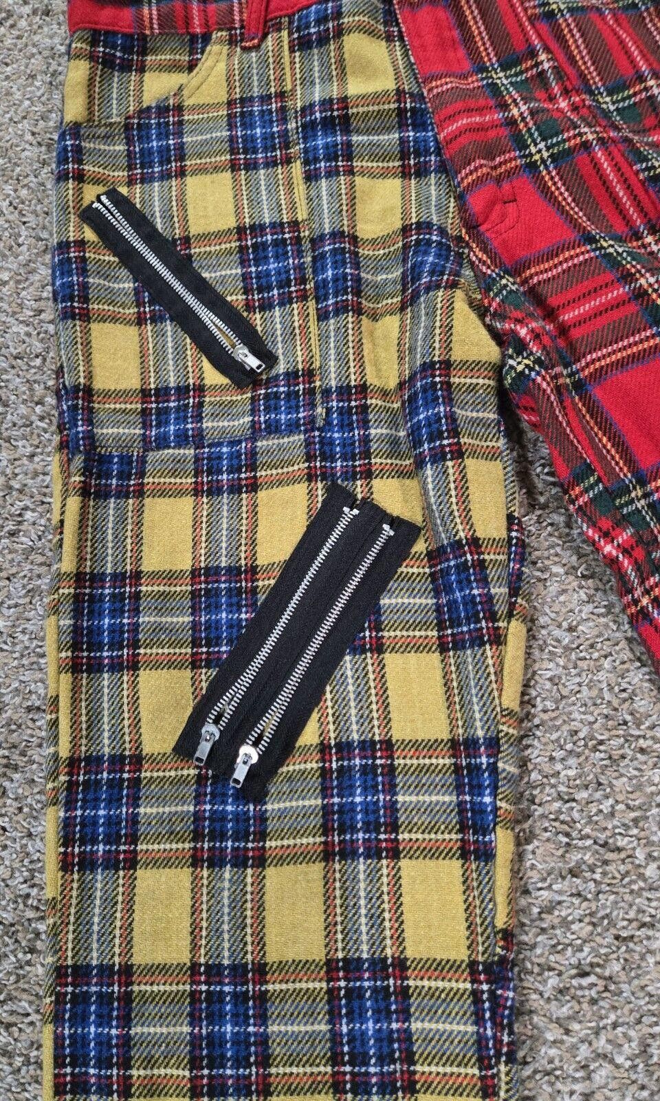 Designer Tiger Of London Plaid Flannel Bondage Zippper Punk Pants 34 Size US 34 / EU 50 - 5 Thumbnail