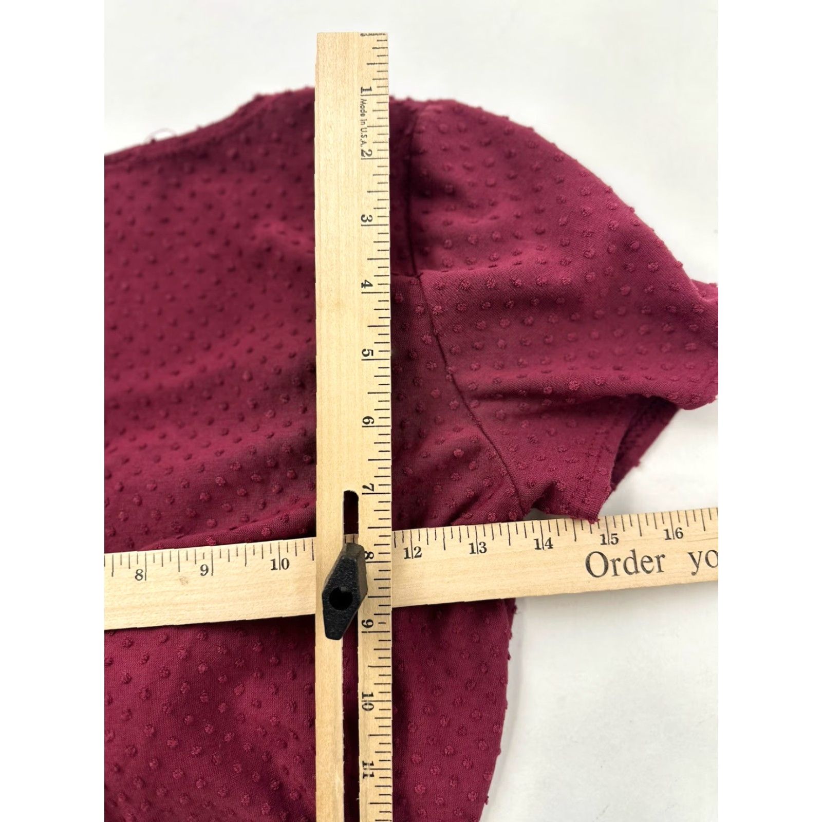 Vintage Livi By Olivia Rae Top Women M Medium Burgundy Tie Front Blouse V-Neck Short Sleeve Cropped Size M / US 6-8 / IT 42-44 - 7 Thumbnail
