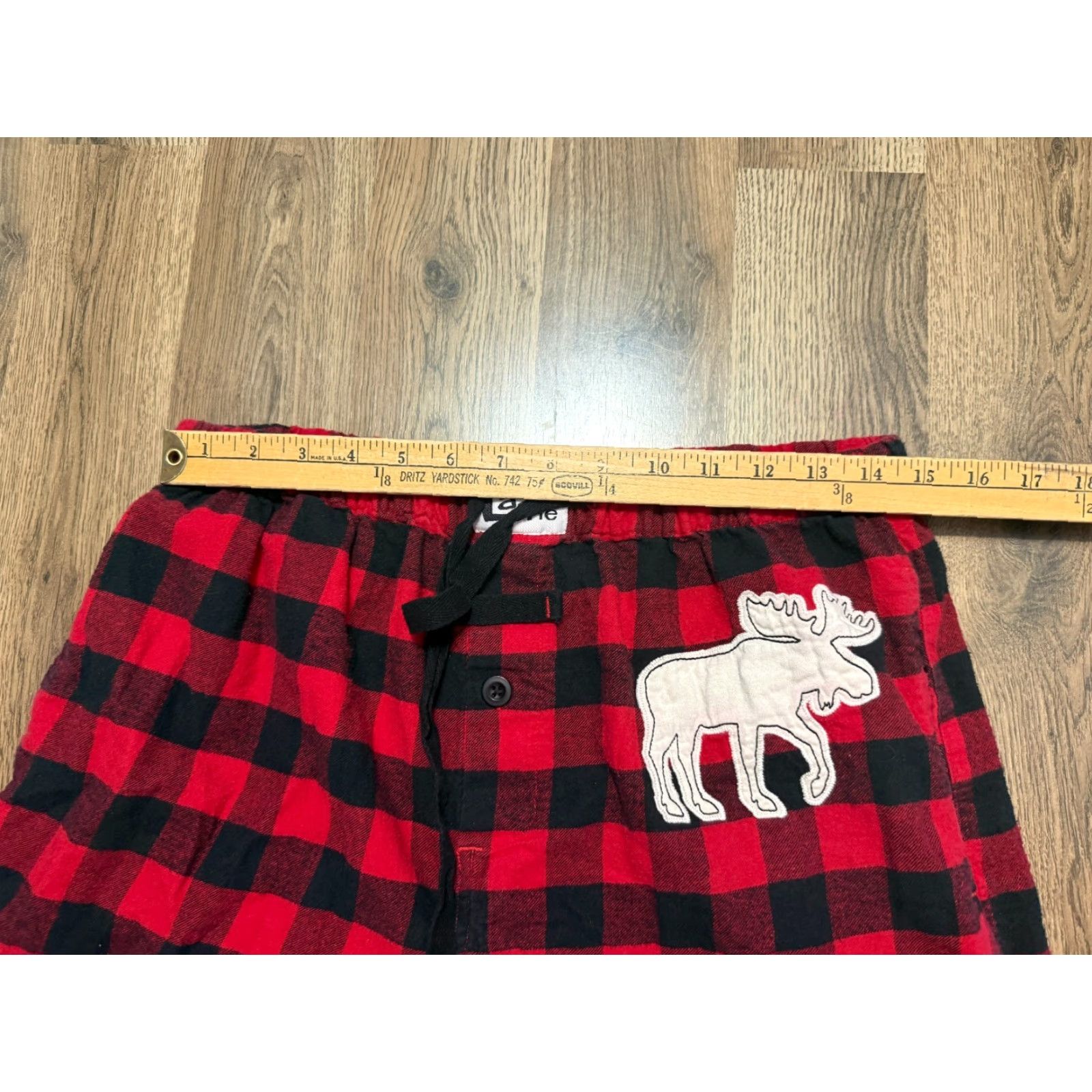 Vintage Lazy One Pants Men's Medium Black Red Checkered Sleepwear Pants Tie Waist Pajama Pants Mens Regular 100% Cotton Size US 31 - 7 Thumbnail