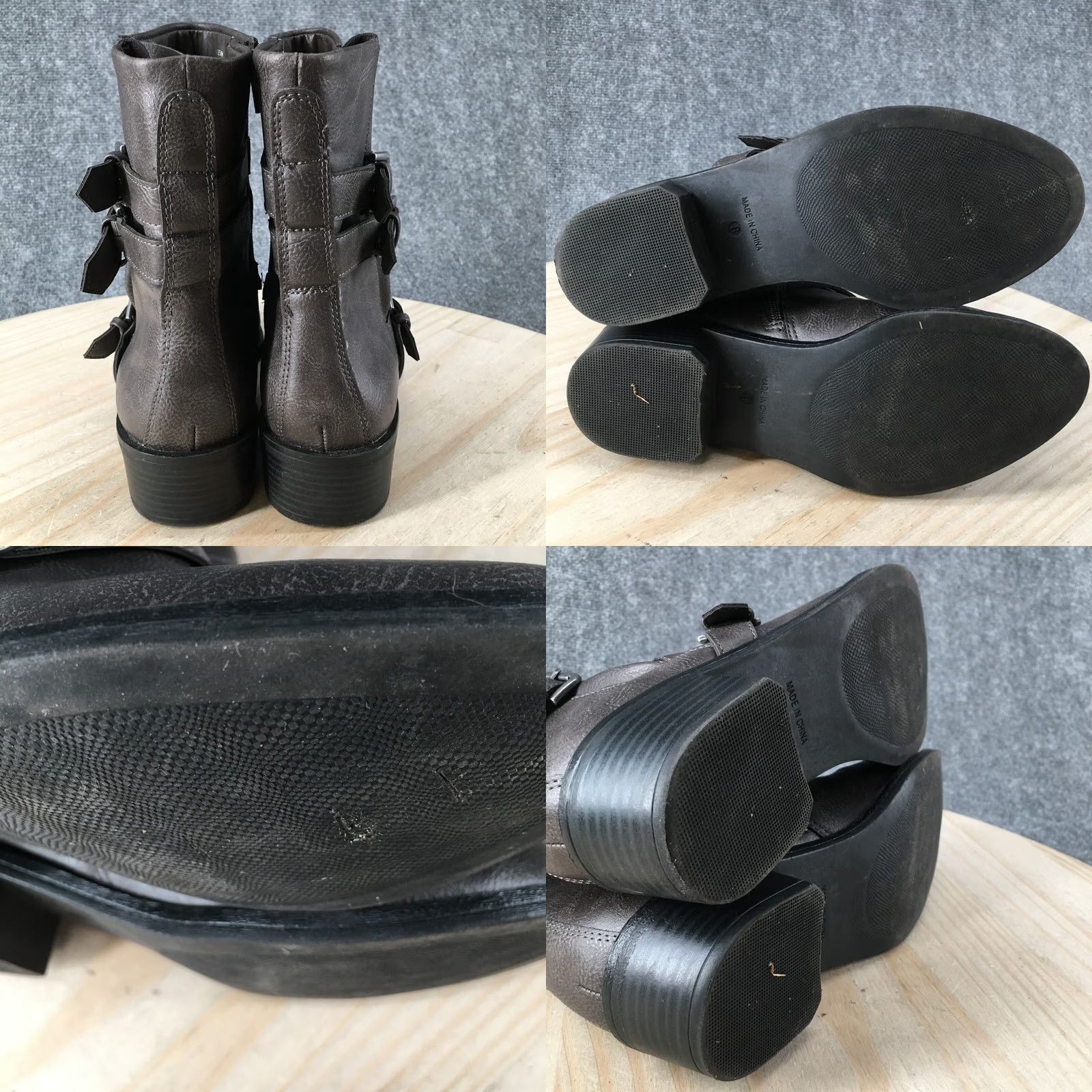 Vintage Style&co. Boots Womens 8M Baxten Zip Biker Ankle Bootie Brown Faux Leather Clothing Shoes Boots Women's 8 M Brown Faux Leather Biker Style 90s? Size US 8 / IT 38 - 8 Thumbnail