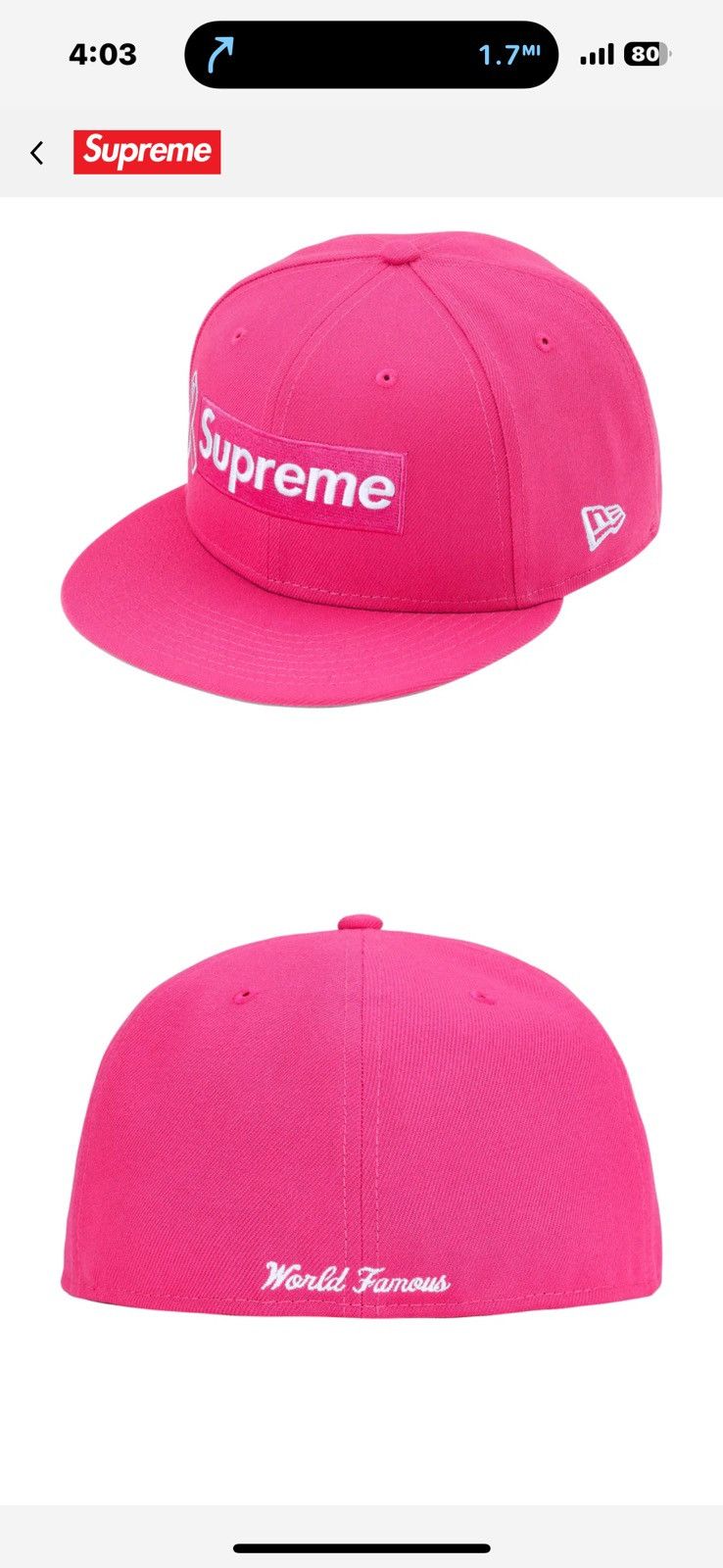 Supreme Supreme breast cancer awareness box logo pink hat Size ONE SIZE - 2 Thumbnail
